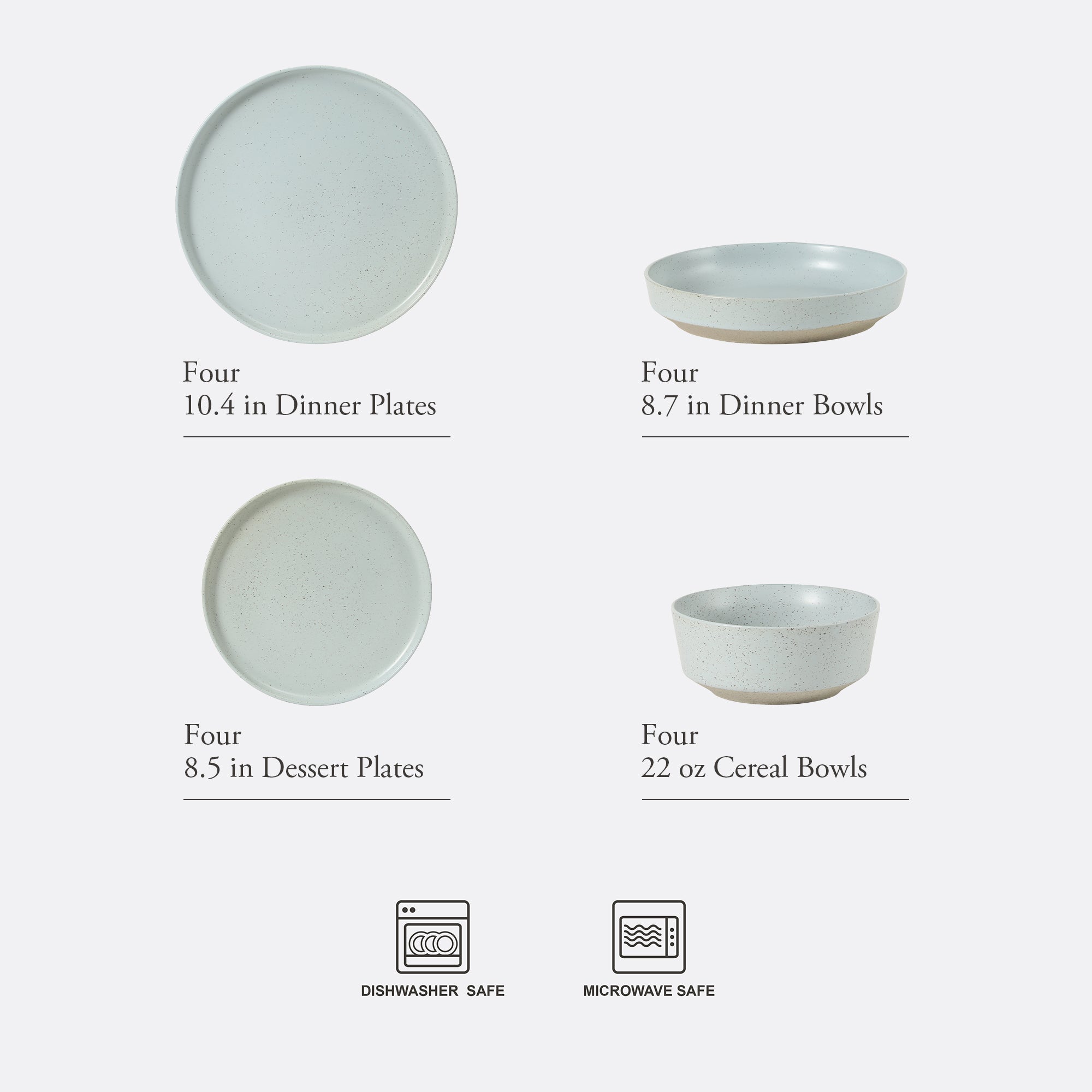Gibson Elite Overbrook 16-Piece Pottery Clay Stoneware Dinnerware Set – Reactive Glaze, Stackable Plates and Bowls w/ Pasta Bowl, Service for 4 – Microwave & Dishwasher Safe - Image 2