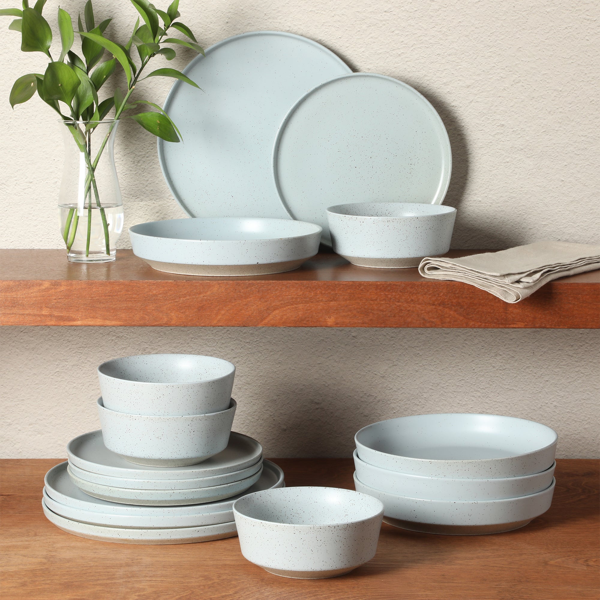 Gibson Elite Overbrook 16-Piece Pottery Clay Stoneware Dinnerware Set – Reactive Glaze, Stackable Plates and Bowls w/ Pasta Bowl, Service for 4 – Microwave & Dishwasher Safe - Image 7