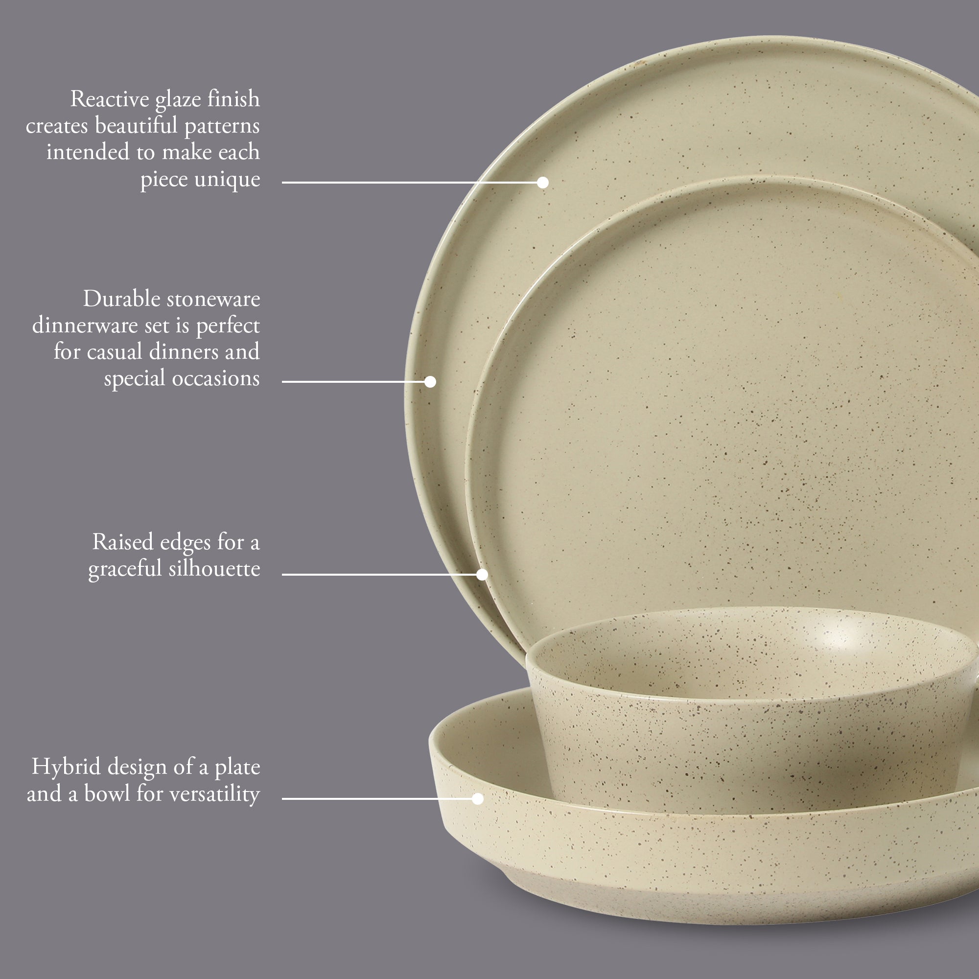 Gibson Elite Overbrook 16-Piece Pottery Clay Stoneware Dinnerware Set – Reactive Glaze, Stackable Plates and Bowls w/ Pasta Bowl, Service for 4 – Microwave & Dishwasher Safe - Image 10