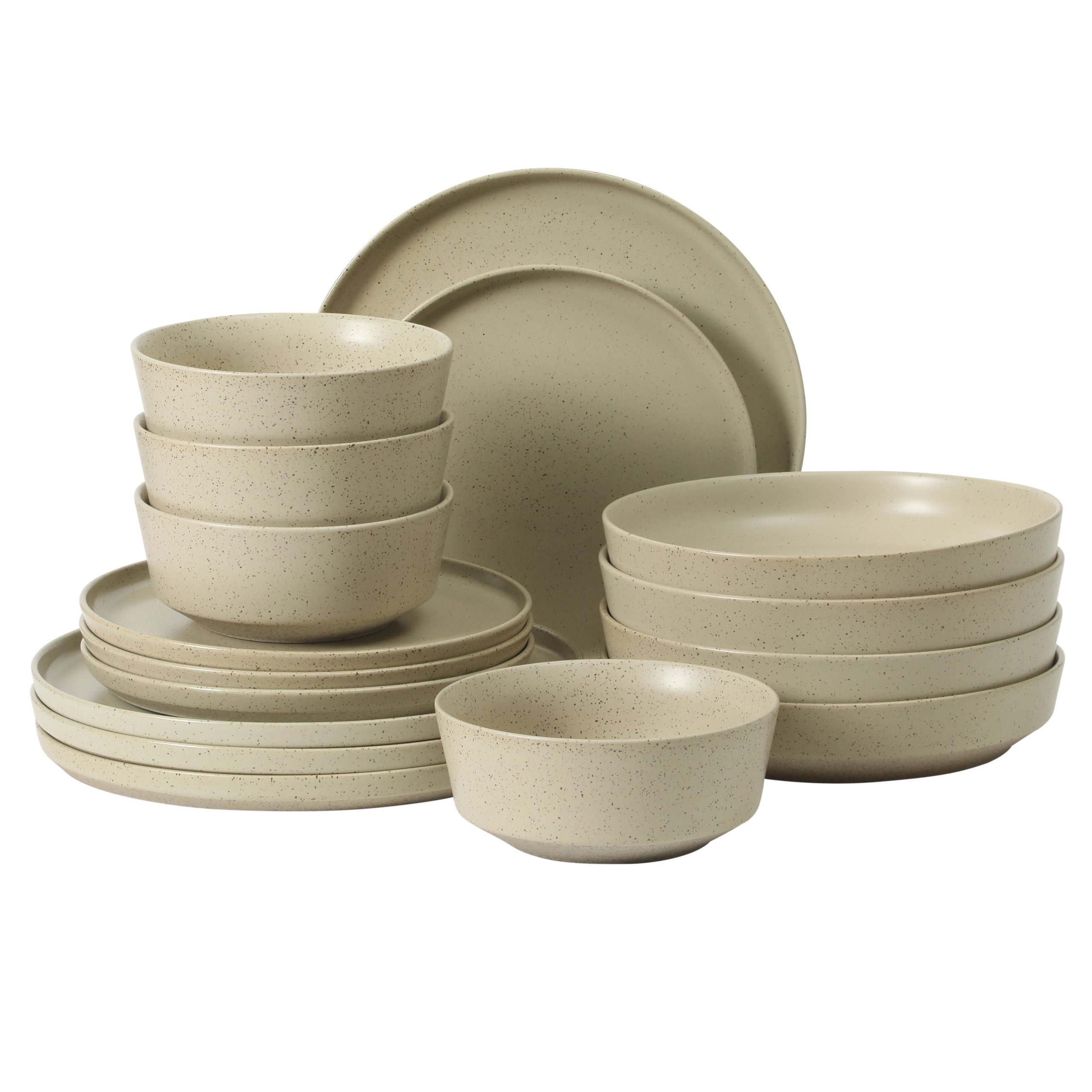 Gibson Elite Overbrook 16-Piece Pottery Clay Stoneware Dinnerware Set – Reactive Glaze, Stackable Plates and Bowls w/ Pasta Bowl, Service for 4 – Microwave & Dishwasher Safe - Image 8