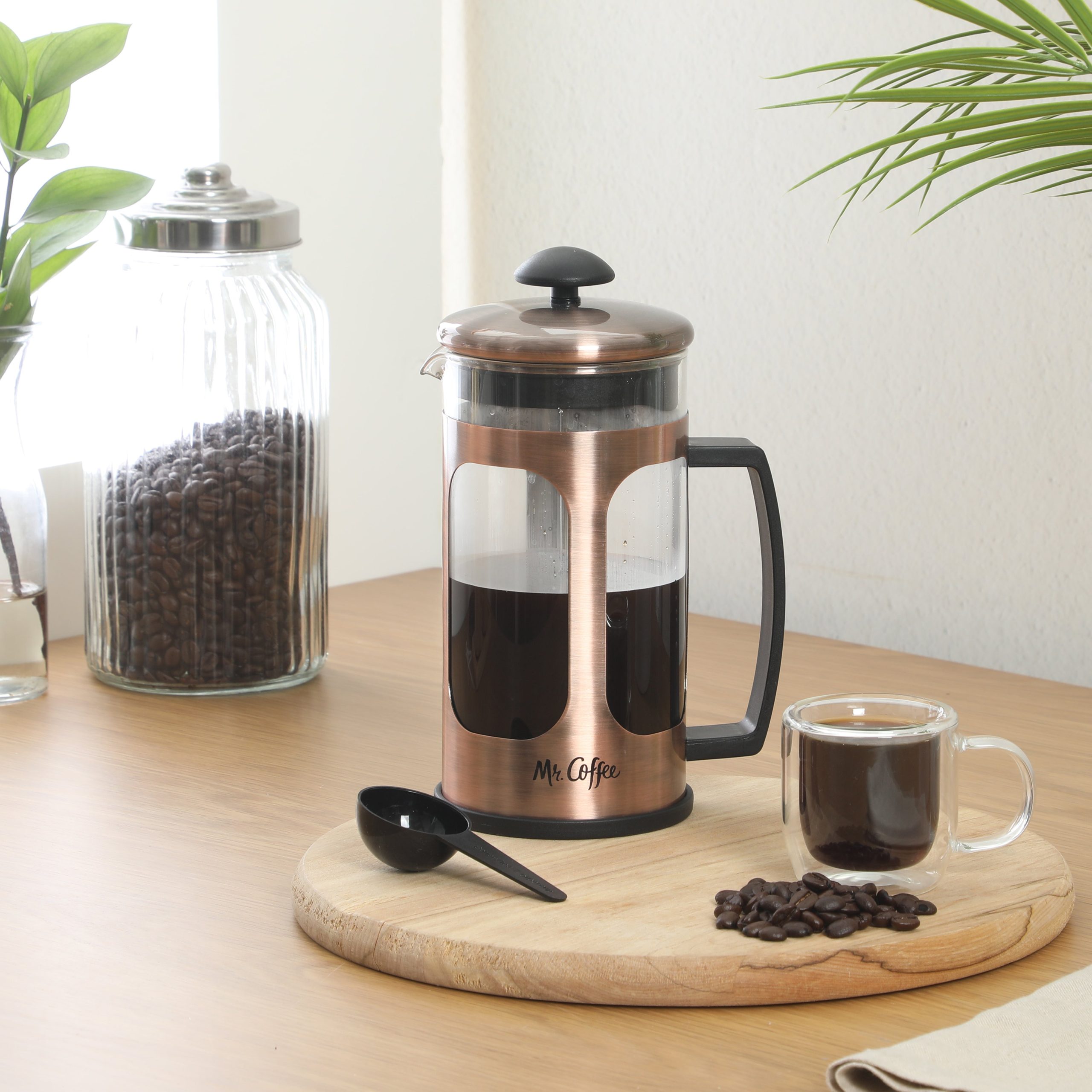 Mr. Coffee Daily Brew French Press Coffee Maker, 30 oz Glass Carafe with High Heat Resistant Durable Borasilicate Glass & Metal Frame and Plunger, Includes Coffee Scoop - Image 2