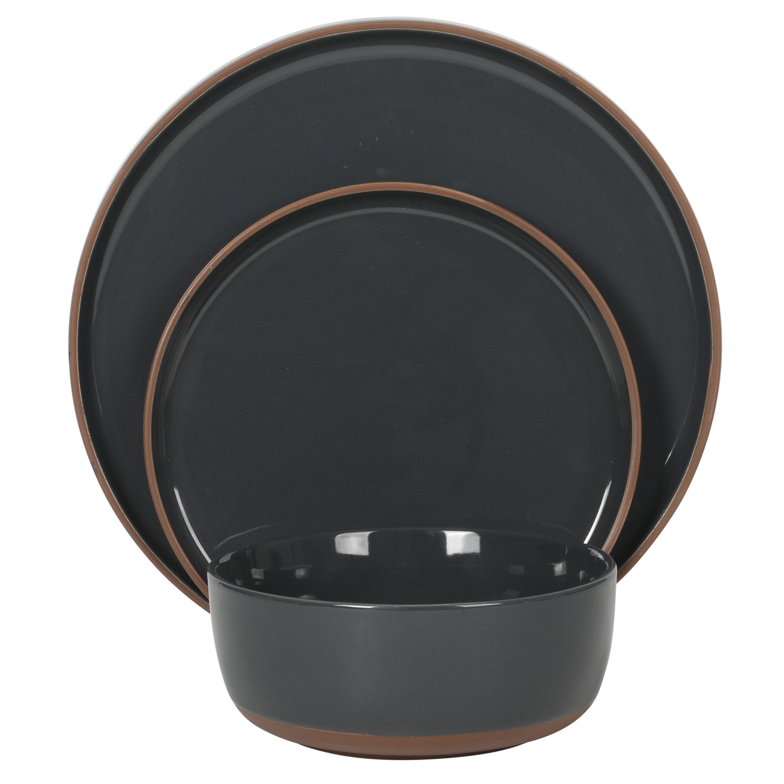 Gibson Elite Northrock Stoneware Dinnerware Set, 12-Piece Service for 4 Plates and Bowls Set – Dishes with Hand-Painted Terracotta Base - Image 6