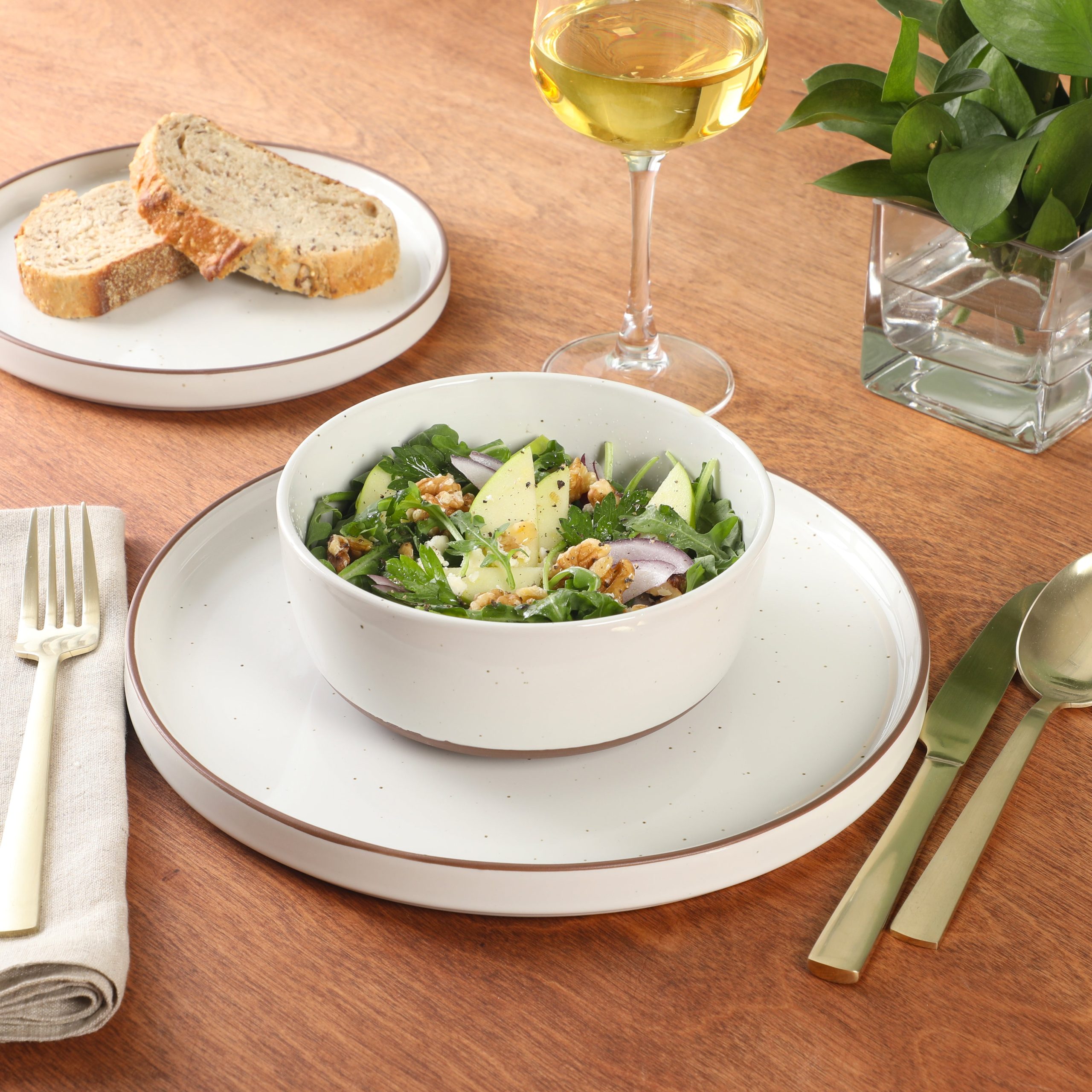 Gibson Elite Northrock Stoneware Dinnerware Set, 12-Piece Service for 4 Plates and Bowls Set – Dishes with Hand-Painted Terracotta Base - Image 10
