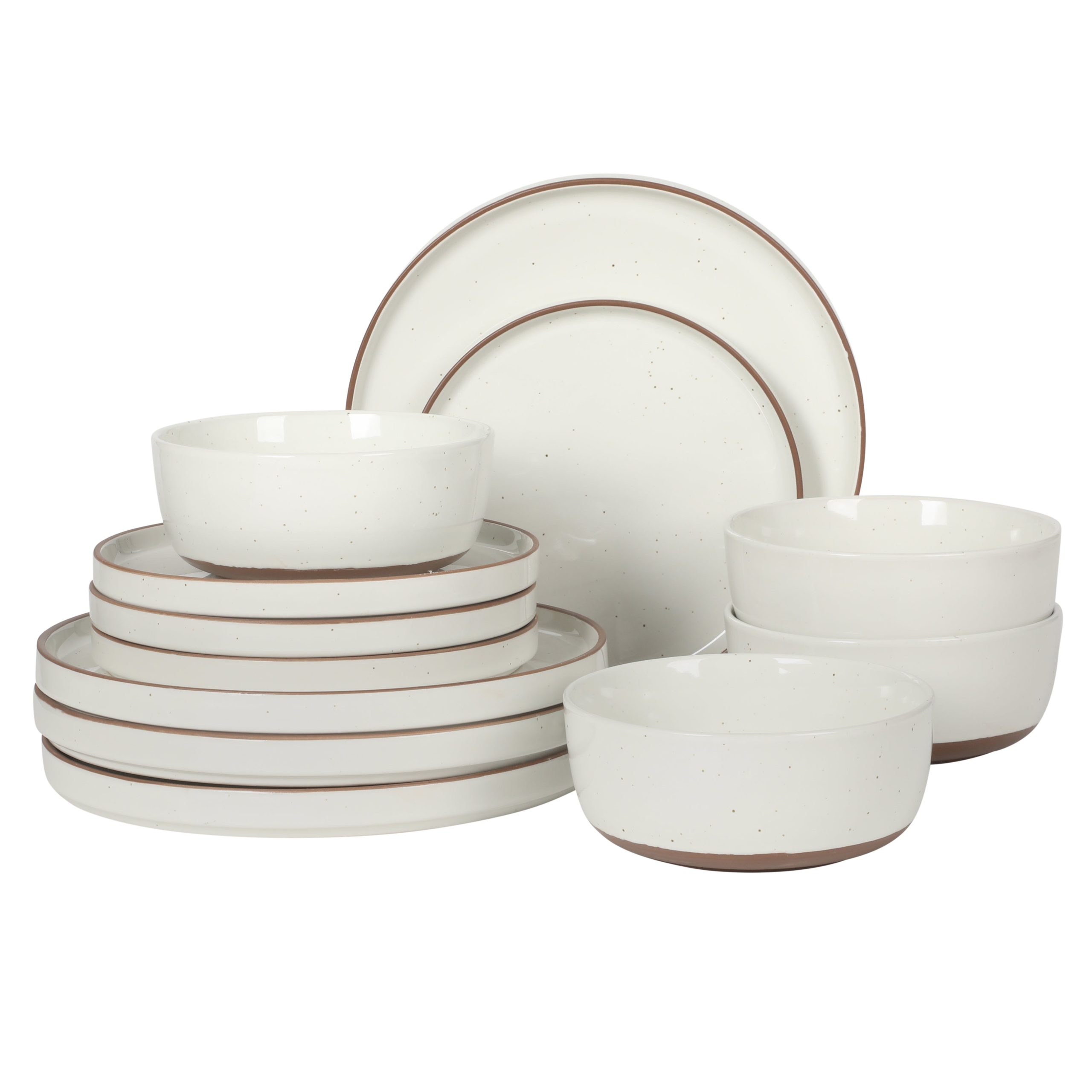 Gibson Elite Northrock Stoneware Dinnerware Set, 12-Piece Service for 4 Plates and Bowls Set – Dishes with Hand-Painted Terracotta Base - Image 8