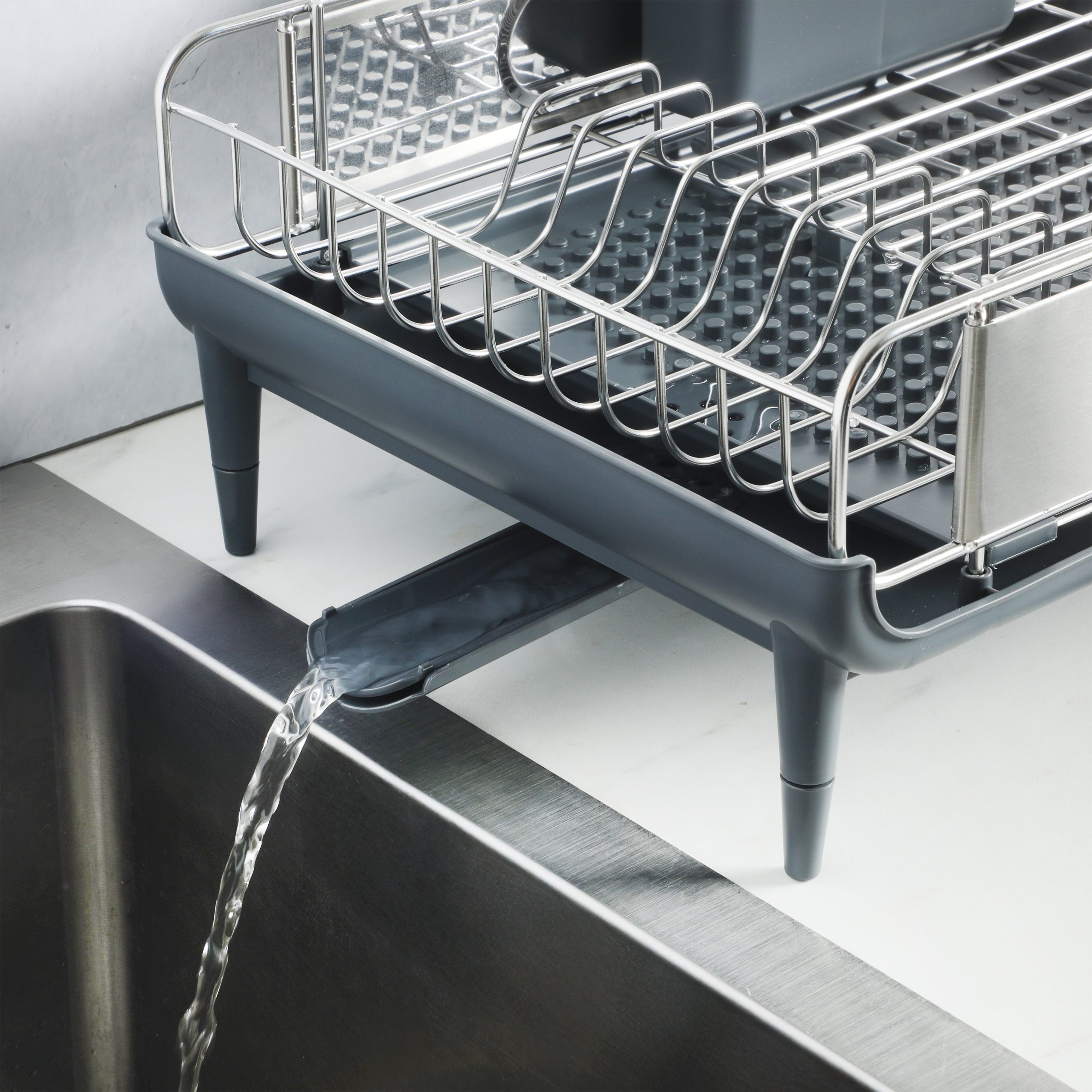 Kenmore Loxdell Expandable Full Size Rust Resistant Dish Rack with Drain Board and Flatware Caddy - Image 4
