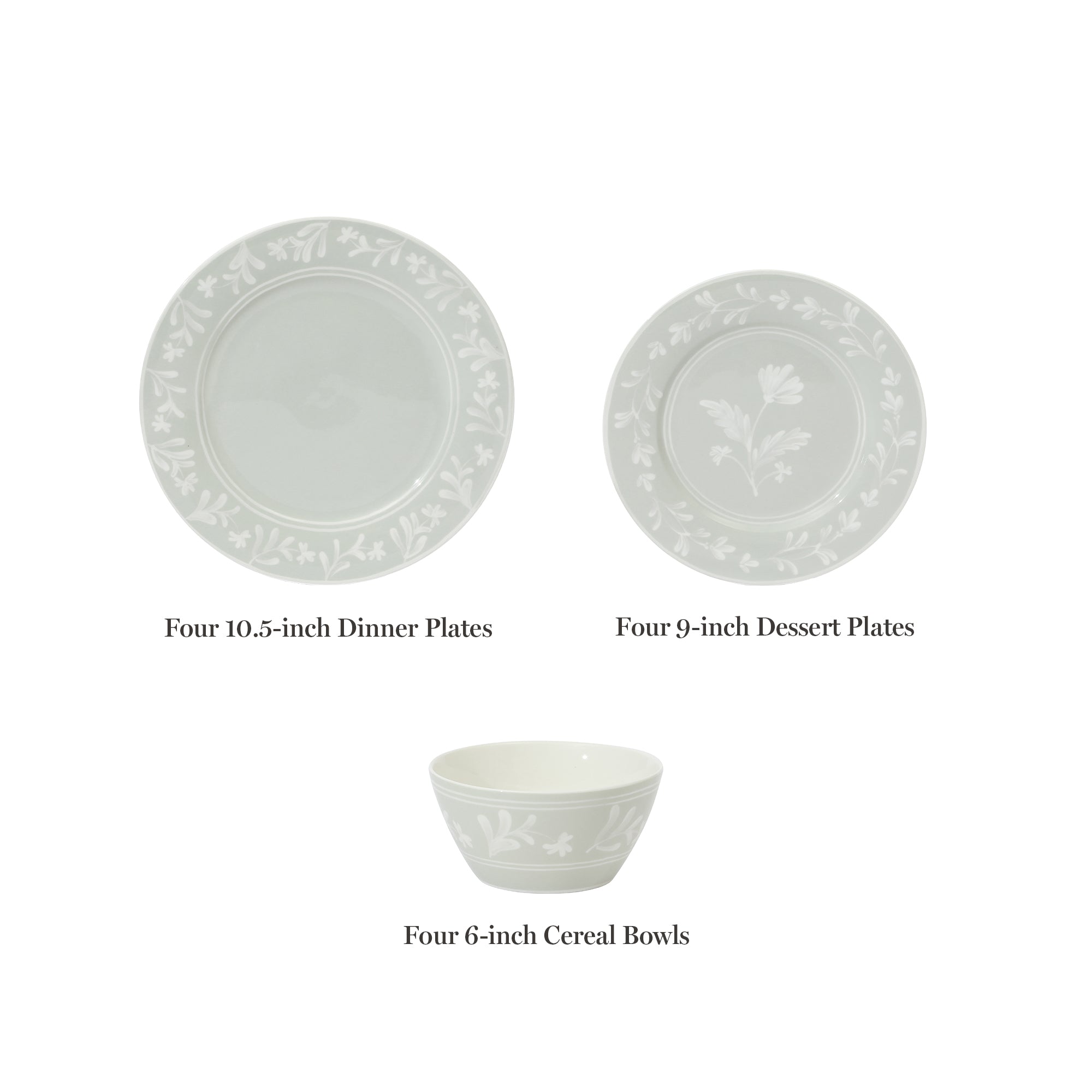 Martha Stewart Maiden Crown 12-Piece Dinnerware Set – Vegan Bone China Ceramic Plates & Bowls – Floral Design – Service for 4 – Dishwasher & Microwave Safe - Image 11