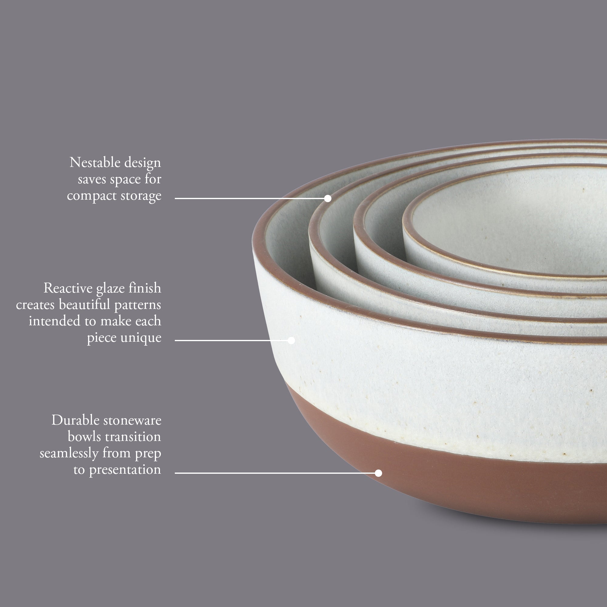 Gibson Elite William Crest 4 Piece Nesting Bowl Set, Round Stoneware Mixing Bowls, Reactive Glaze Finish, 5”, 6.25”, 7.5”, 9”, Prep & Serving Bowls, Microwave & Dishwasher Safe - Green - Image 12