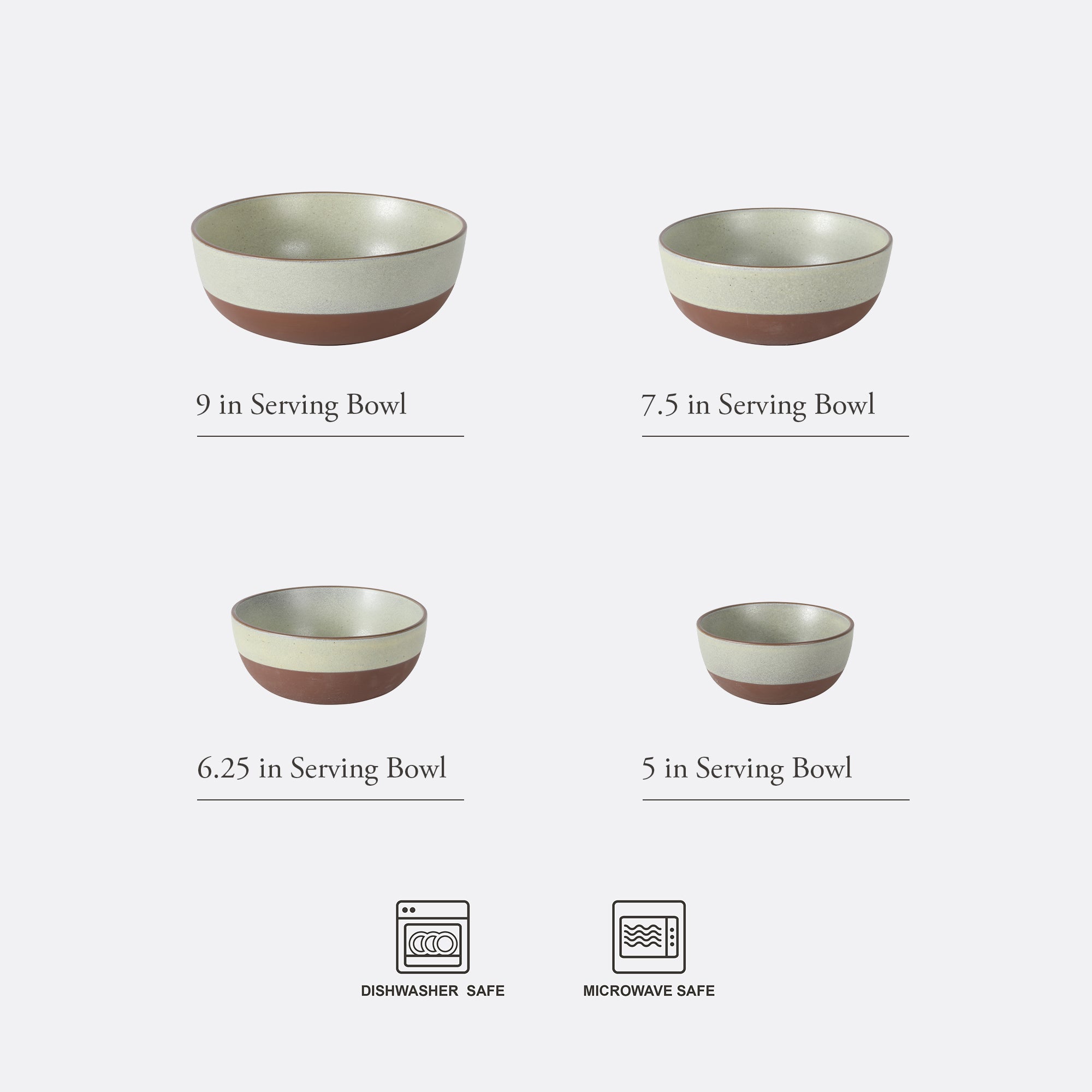 Gibson Elite William Crest 4 Piece Nesting Bowl Set, Round Stoneware Mixing Bowls, Reactive Glaze Finish, 5”, 6.25”, 7.5”, 9”, Prep & Serving Bowls, Microwave & Dishwasher Safe - Green - Image 4