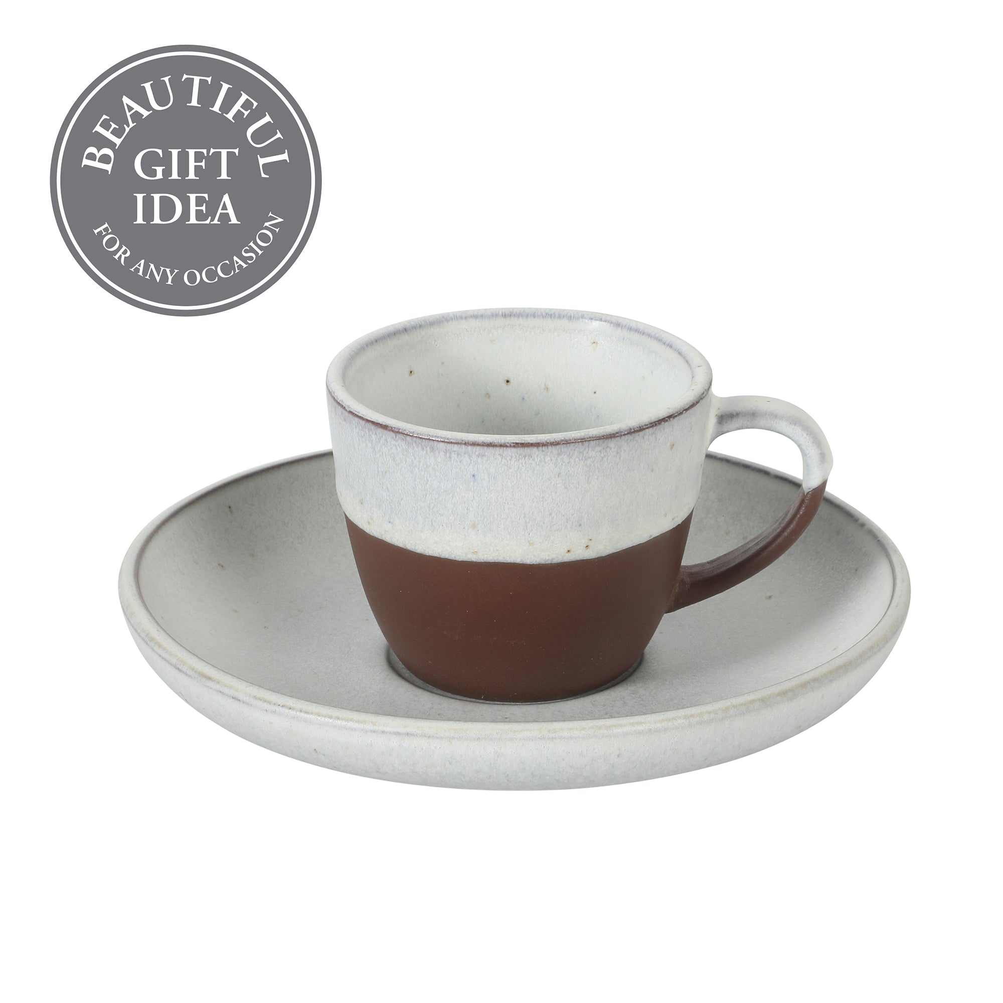 Gibson Elite William Crest 8 Piece Cup & Saucer Set, 4 Stoneware Cups & 4 Saucers, Reactive Glaze Finish, 3.5oz Espresso Cups, 5.5” Saucers, Round Coffee Set, Microwave & Dishwasher Safe - Image 13