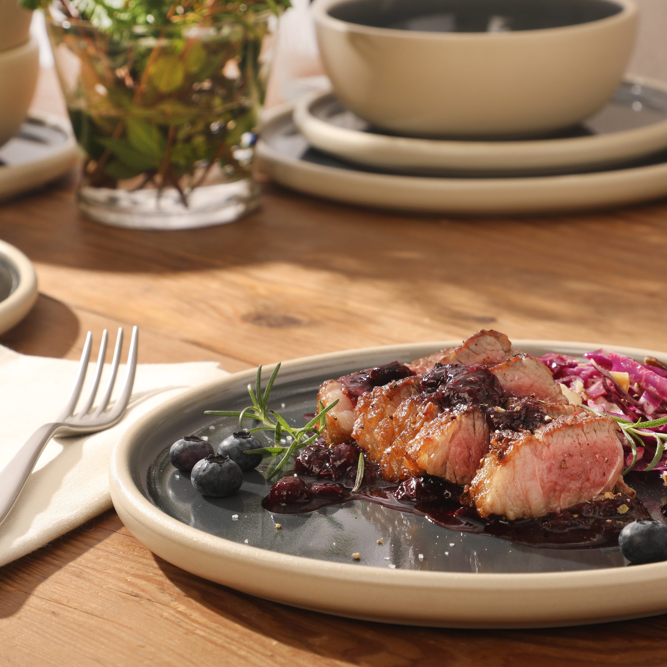 Gibson Elite - Made in Portugal - Port Gaia 12 Piece (Service for 4) Plates and Bowls Reactive Glaze Dishes Stoneware Ceramic Dinnerware Set - Image 3