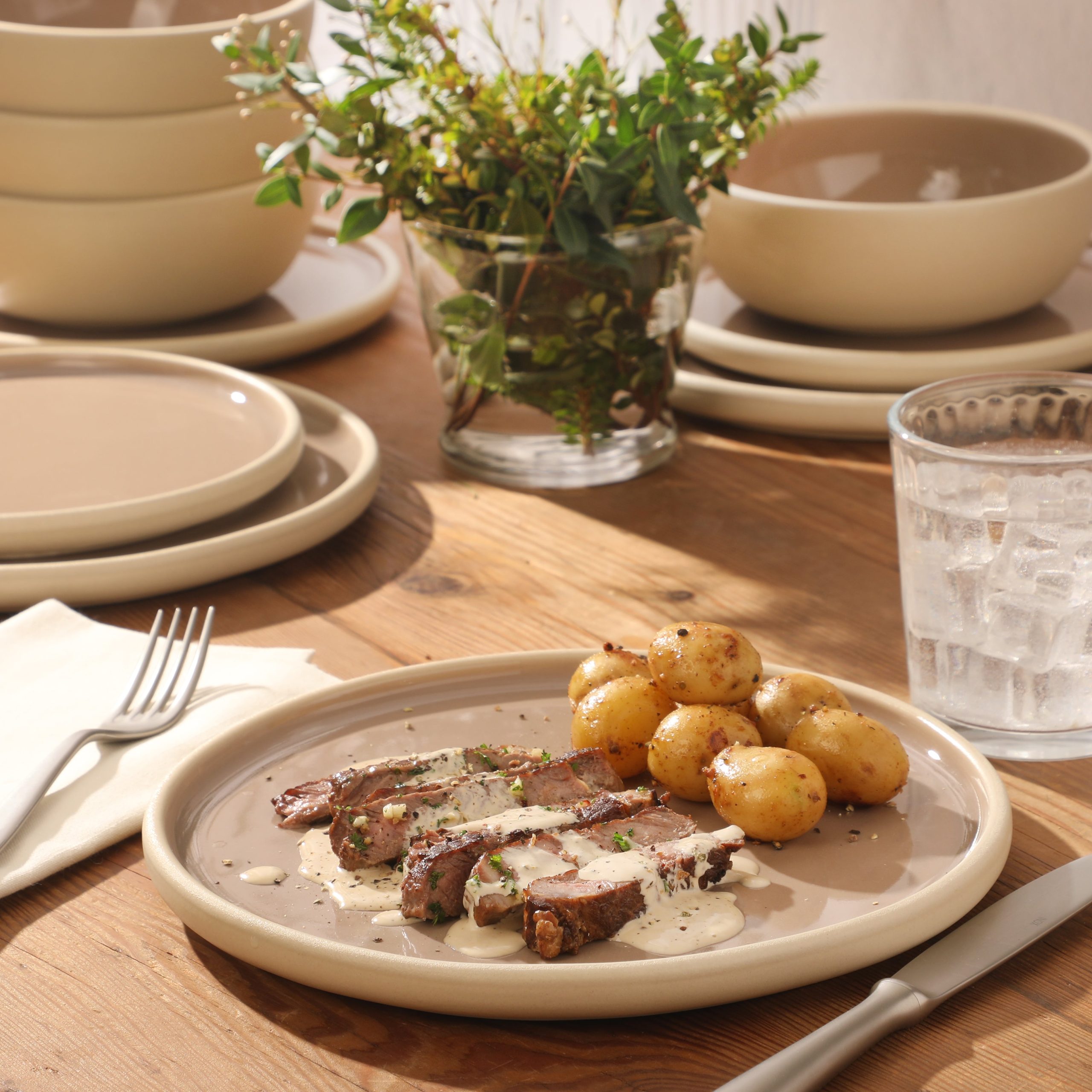 Gibson Elite - Made in Portugal - Port Gaia 12 Piece (Service for 4) Plates and Bowls Reactive Glaze Dishes Stoneware Ceramic Dinnerware Set - Image 14