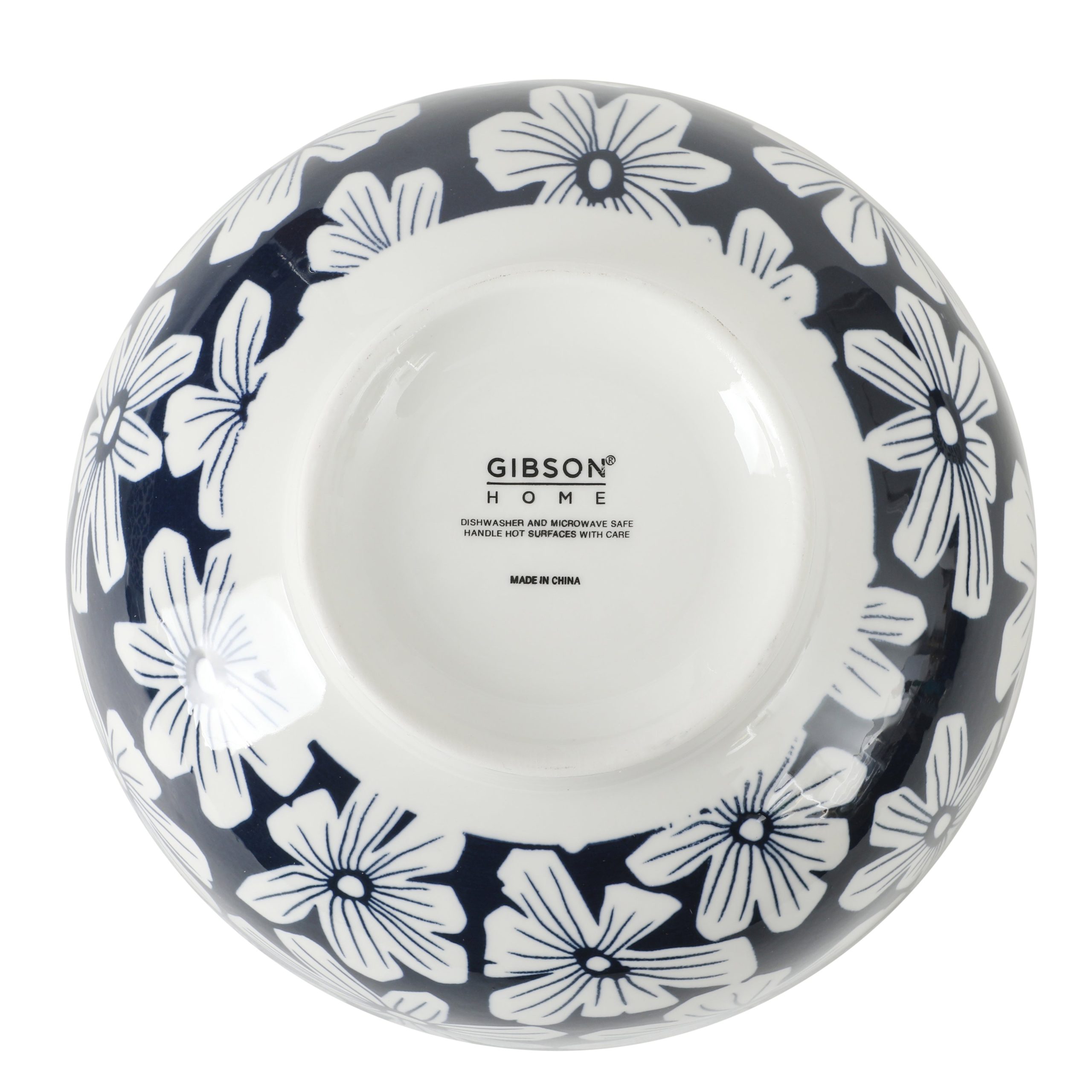 Gibson Home Castle Way 4-Piece Serving Bowl Set, 8 Inch Round Stoneware Bowls, Blue & White Assorted Pattern, Decorative Everyday Use - Image 10