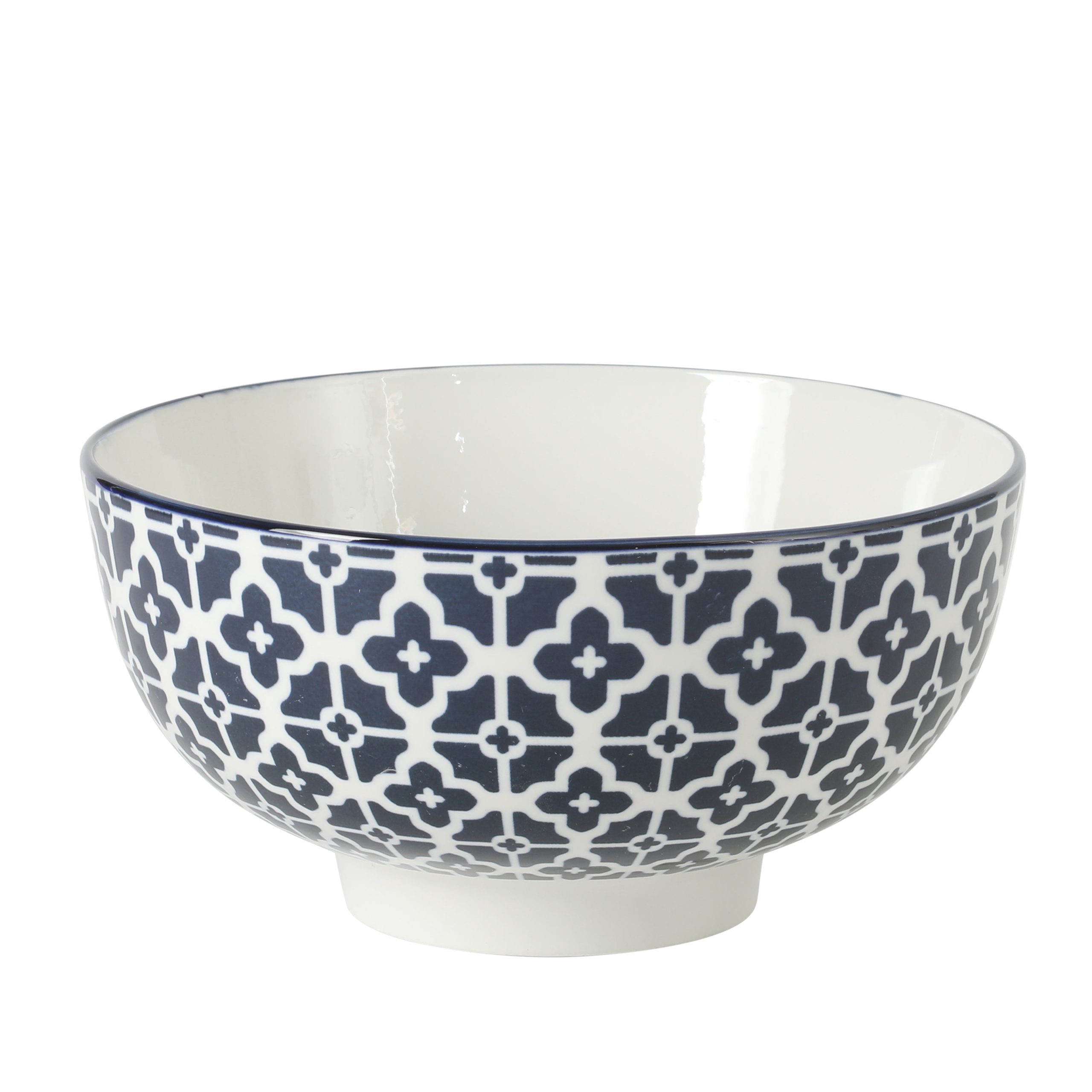 Gibson Home Castle Way 4-Piece Serving Bowl Set, 8 Inch Round Stoneware Bowls, Blue & White Assorted Pattern, Decorative Everyday Use - Image 6