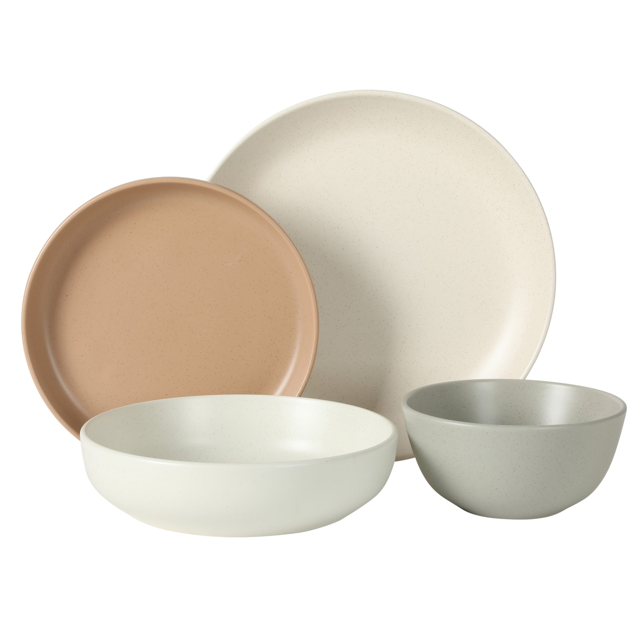 Gibson Elite Leeds Court Plates and Bowls Sets, 16-Piece Stoneware Dinnerware Sets, Round Speckle Reactive Glaze Dish Set, Service for 4 - Image 7