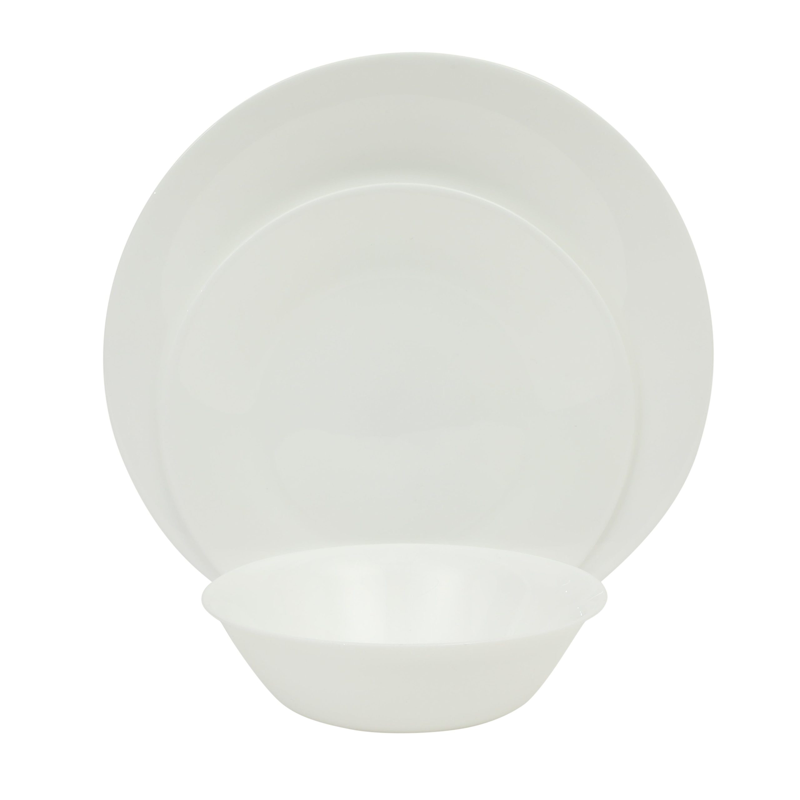 Gibson Home Vanilla Hills 12-Piece Opal Glass Dinnerware Set, Service for 4 – Includes 10" Dinner Plates, 8.5" Salad Plates & Bowls – Microwave Safe, Dishwasher Safe, Chip Resistant – White, Round - Image 5