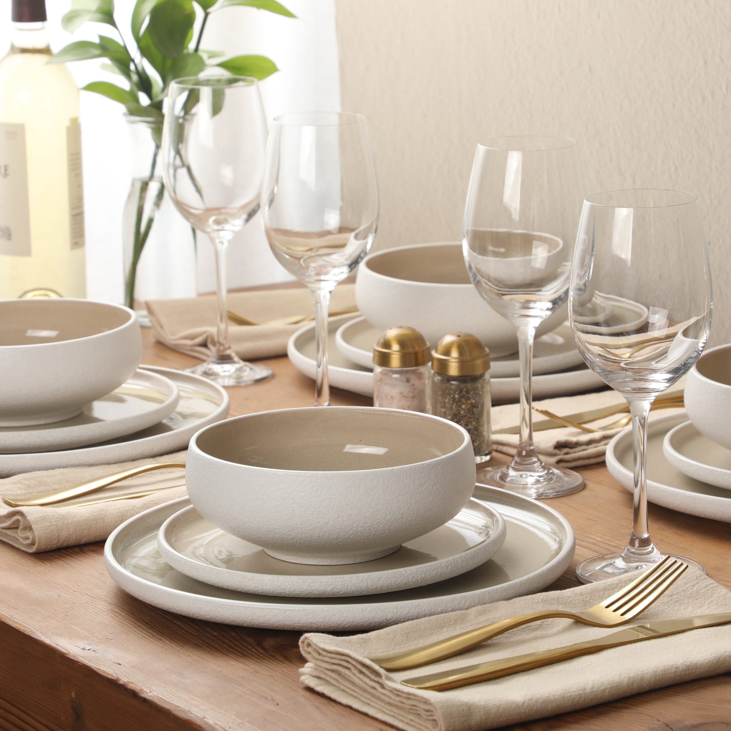 Gibson Elite Pacifco Beach Plates and Bowls Sets, 12-Piece Stoneware Dinnerware Sets, Reactive Glaze Dish Set, Service for 4 - Image 3