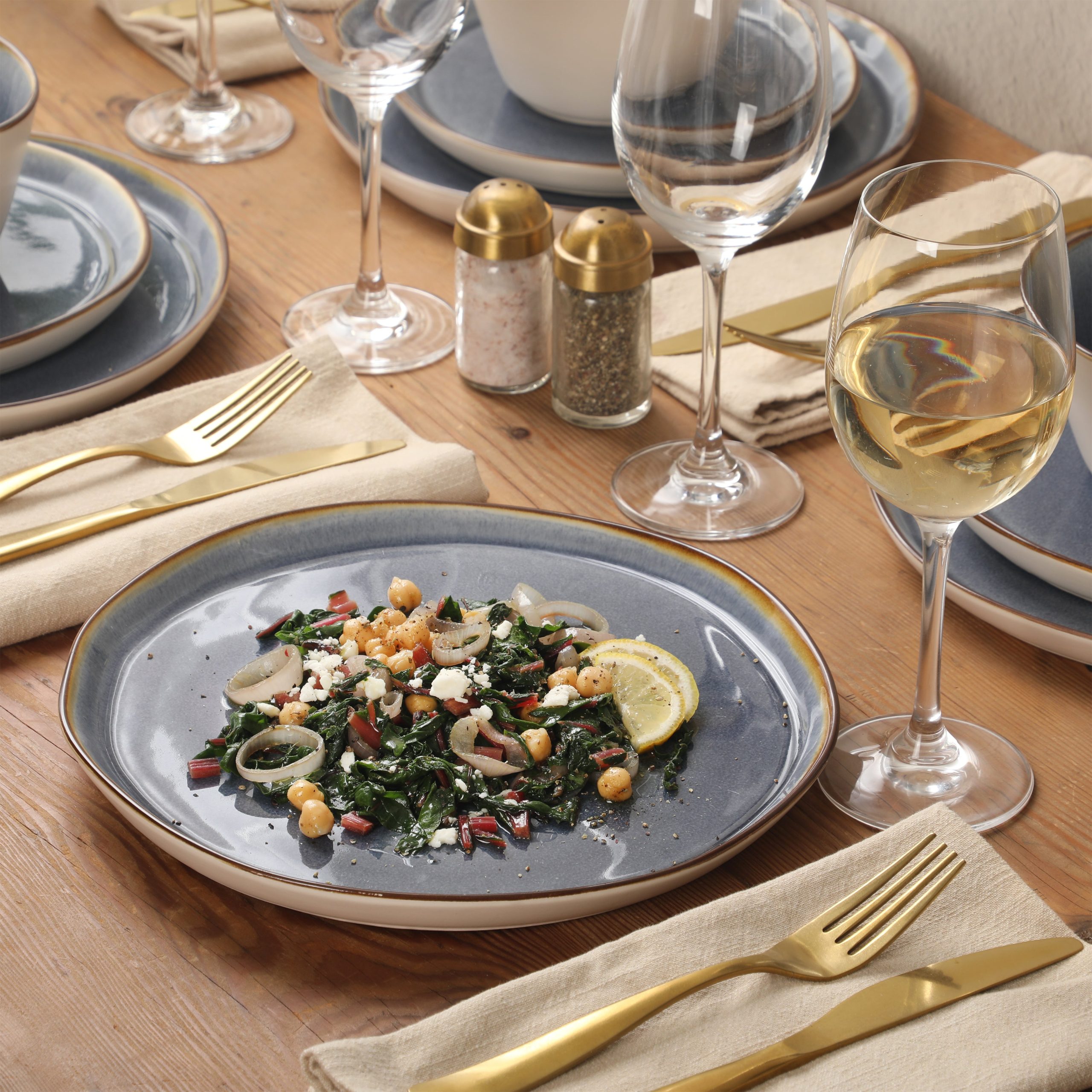Gibson Elite Algeria River Plates and Bowls Sets, 12-Piece Stoneware Dinnerware Sets, Reactive Glaze Dish Set - Image 3