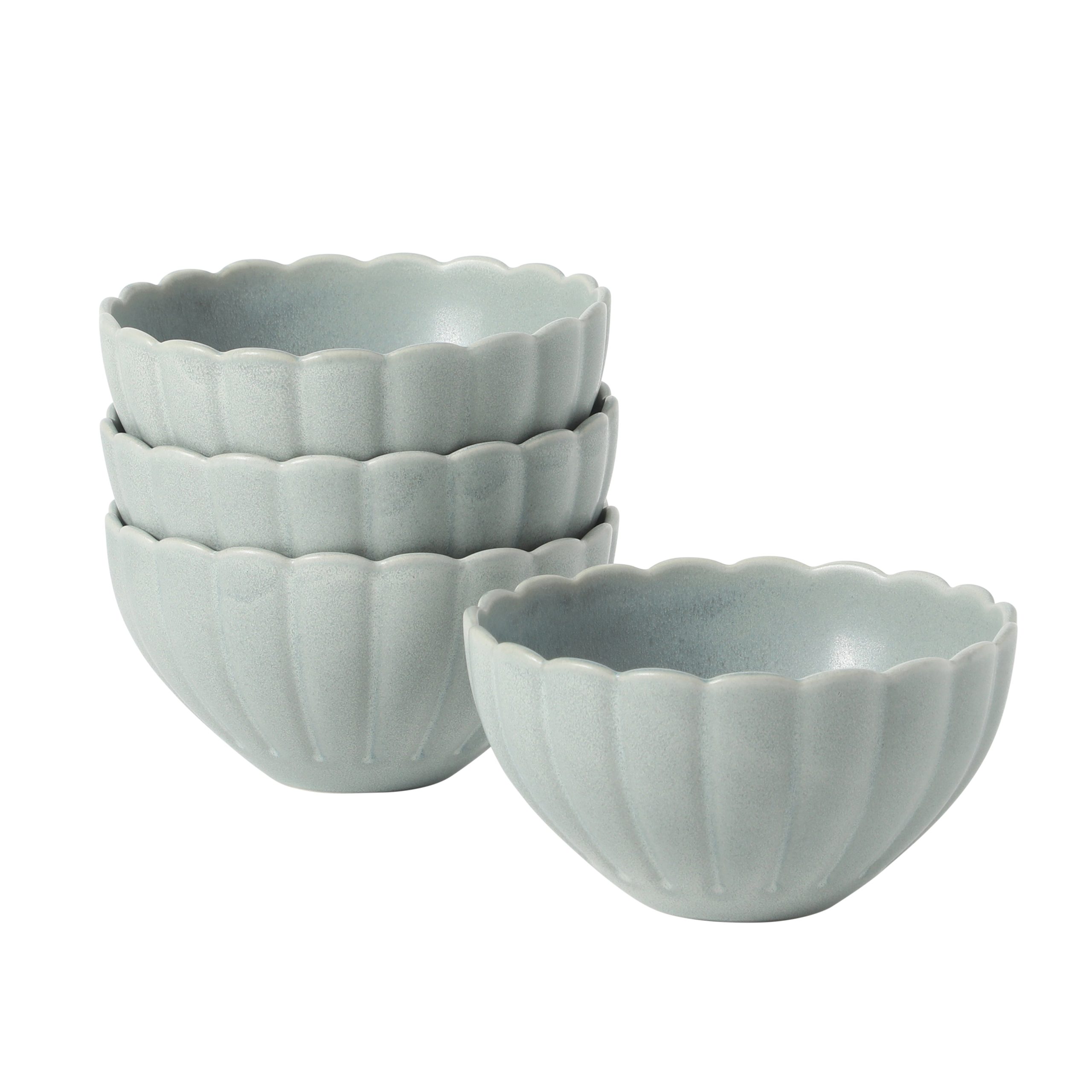 Gibson Elite Bistro Fleur Stoneware Cereal Bowls Set of 4, 5.5-Inch Scalloped Bowls, Fluted Kitchen Bowls for Cereal, Soup, Salad - Image 12