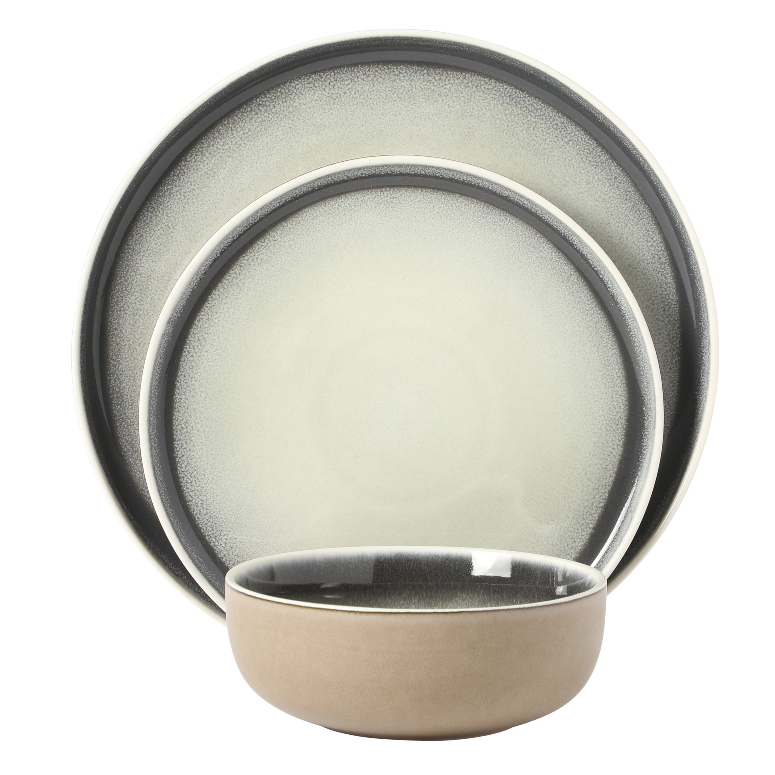 Gibson Elite Island Bay 12-Piece New Bone China Dinnerware Set Service for 4, Reactive Glaze Plates and Bowls, Dishwasher Safe - Image 8
