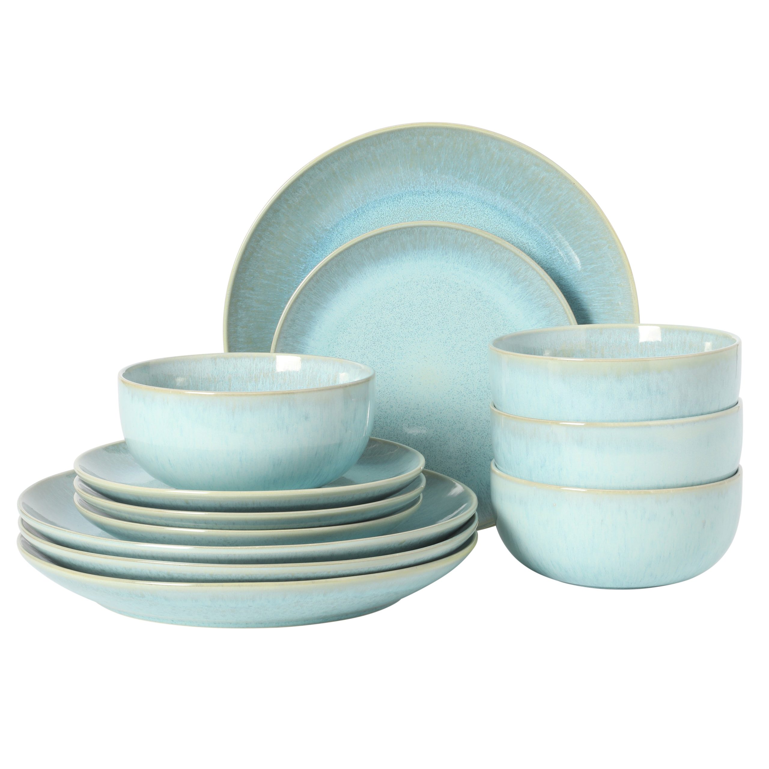 Gibson Elite Pine Coast Plates and Bowls Sets, 12-Piece Stoneware Dinnerware Sets, Reactive Glaze Dish Set - Image 4