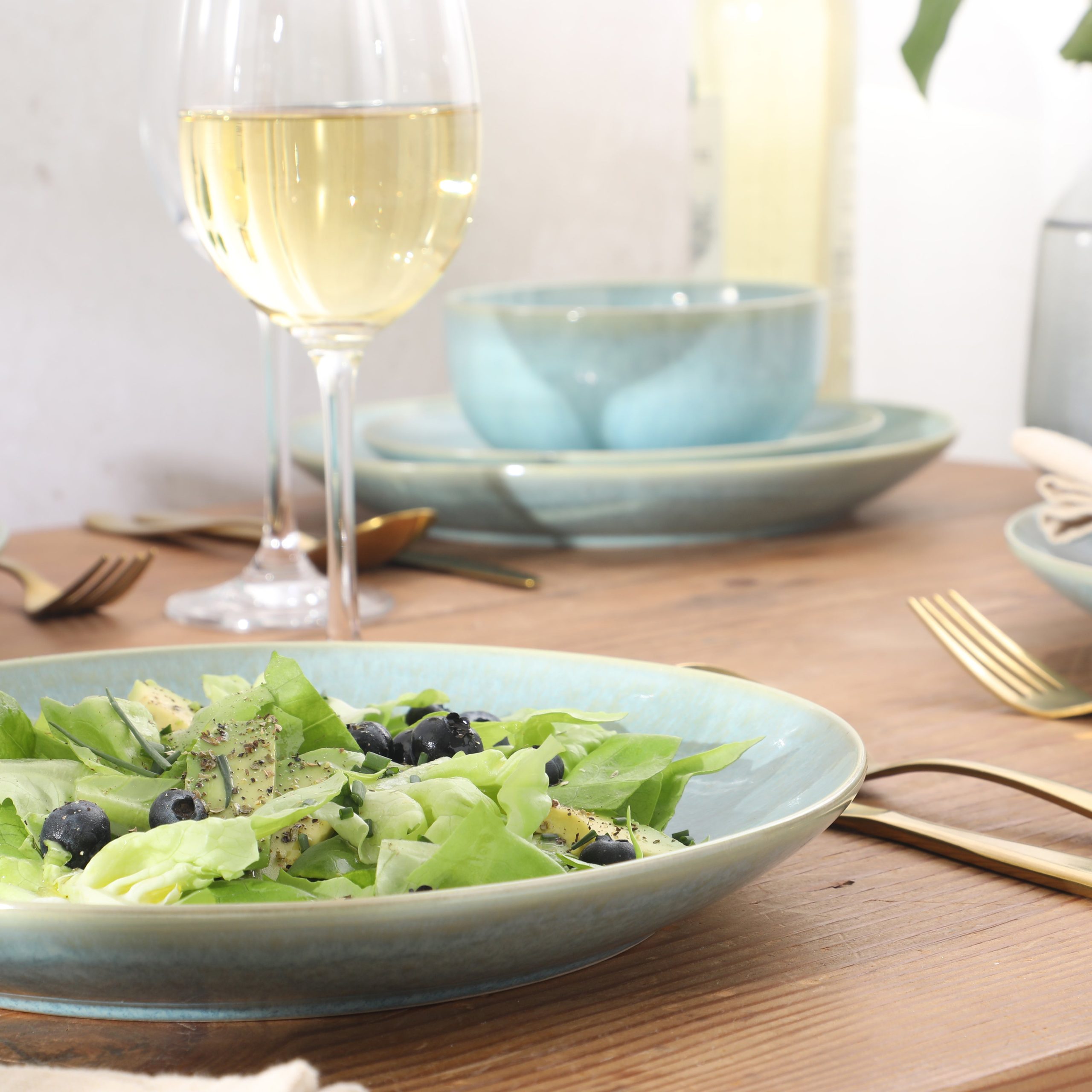 Gibson Elite Pine Coast Plates and Bowls Sets, 12-Piece Stoneware Dinnerware Sets, Reactive Glaze Dish Set - Image 12