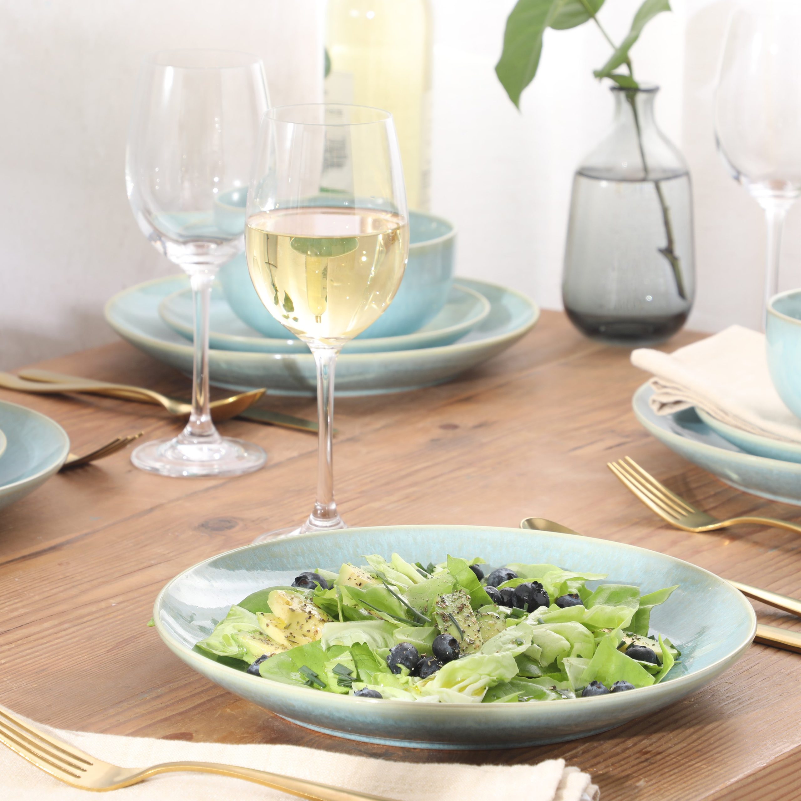 Gibson Elite Pine Coast Plates and Bowls Sets, 12-Piece Stoneware Dinnerware Sets, Reactive Glaze Dish Set - Image 14