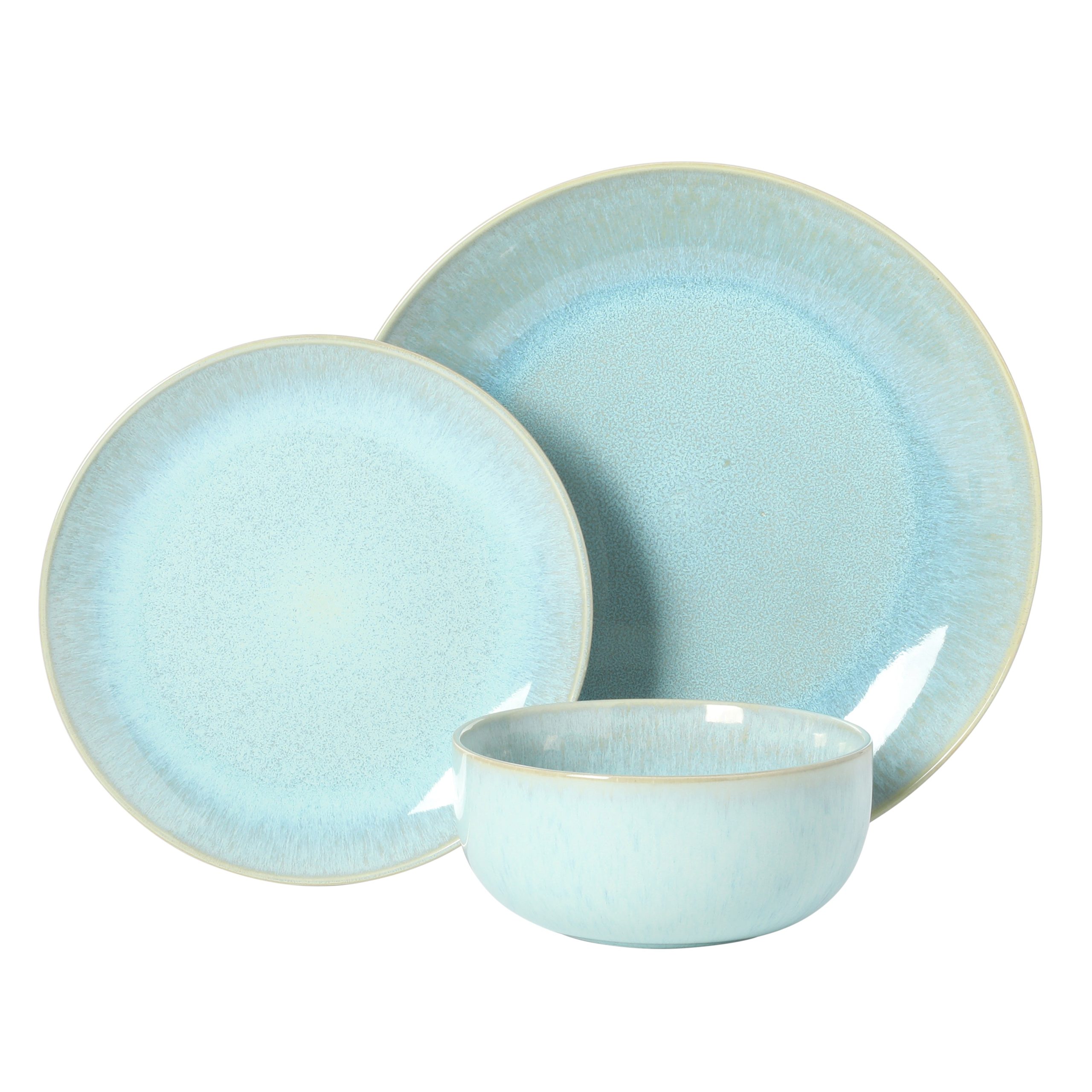 Gibson Elite Pine Coast Plates and Bowls Sets, 12-Piece Stoneware Dinnerware Sets, Reactive Glaze Dish Set - Image 6