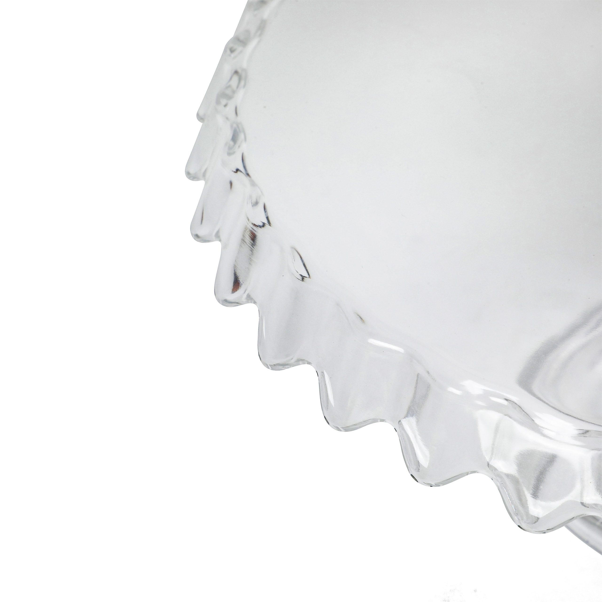 Martha Stewart Watercrest Glass Cake Stand, 10.2 Inch Footed Pedestal Cake Plate with Scalloped Ruffled Edge, Clear Handmade Glassware - Image 7