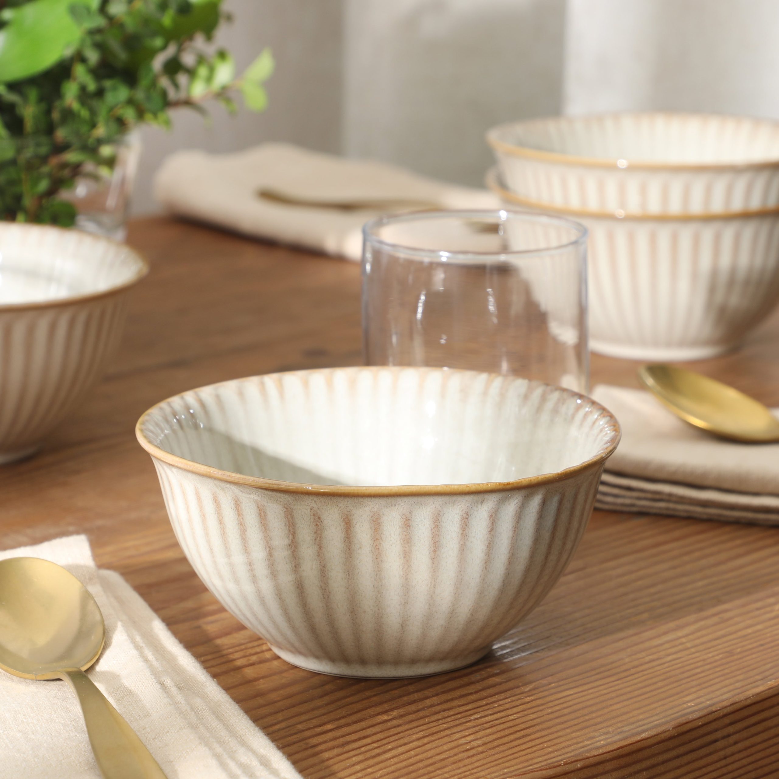 Gibson Elite Cereal Bowls Set of 4, 6-Inch Stoneware Soup Bowls, Reactive Glaze Ribbed Bowl Set - Image 13