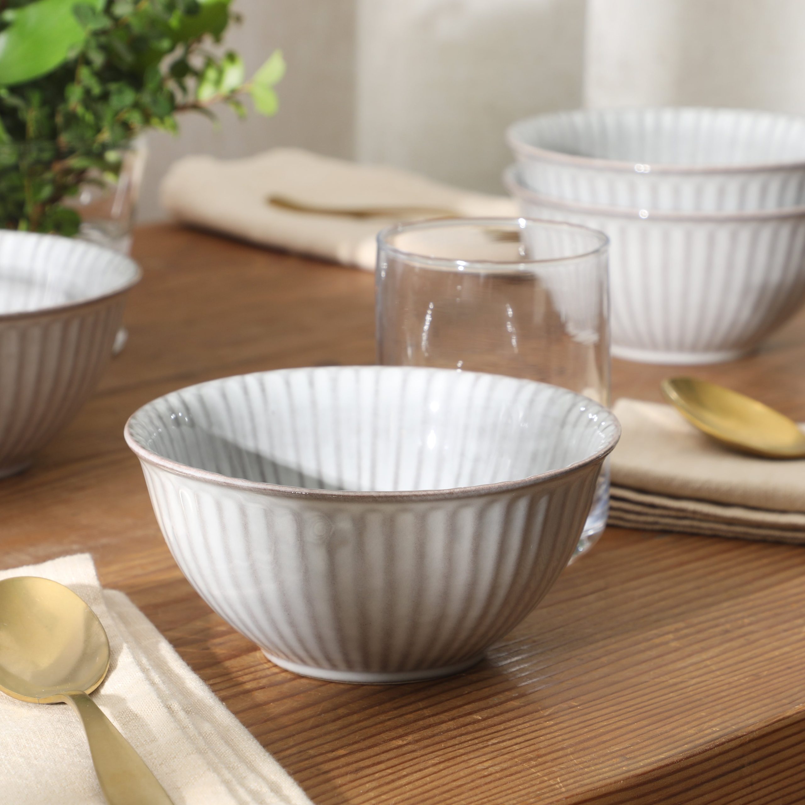Gibson Elite Cereal Bowls Set of 4, 6-Inch Stoneware Soup Bowls, Reactive Glaze Ribbed Bowl Set - Image 8