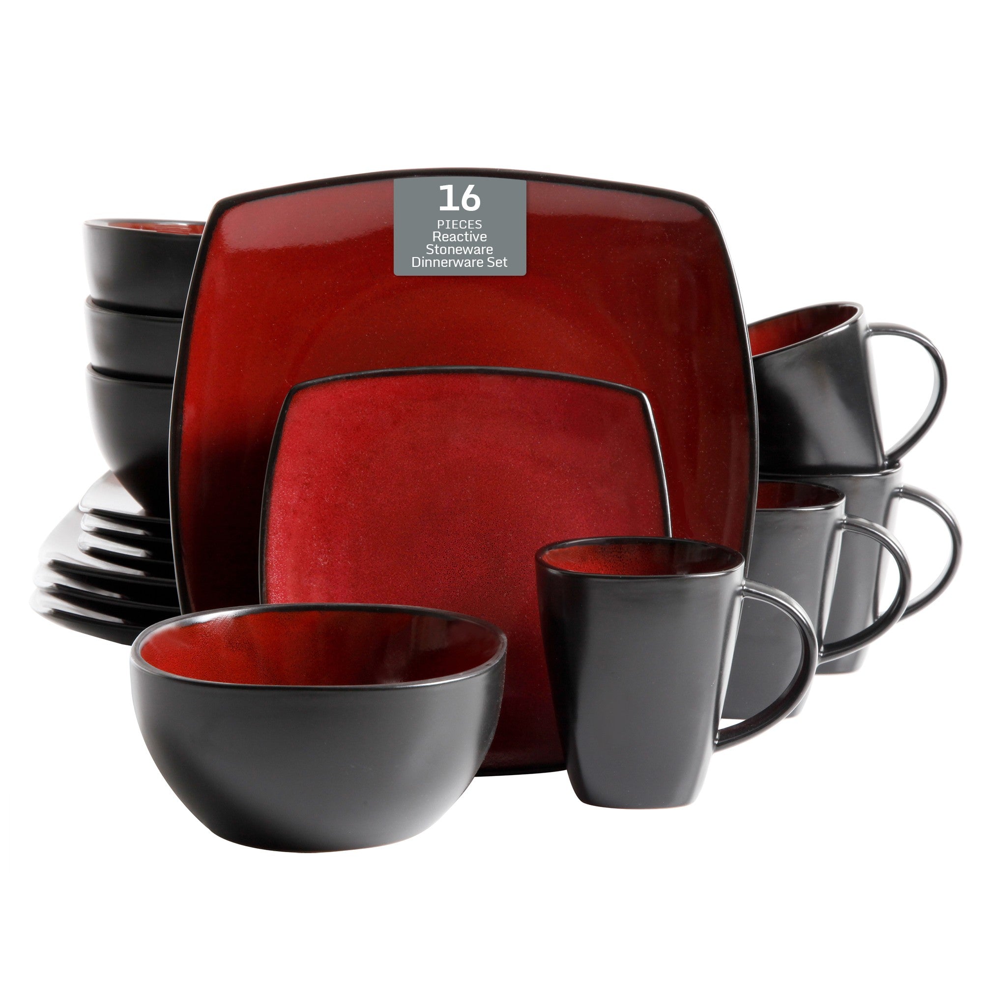 Gibson Elite Soho Lounge Square 16-Piece Stoneware Dinnerware Set - Image 4