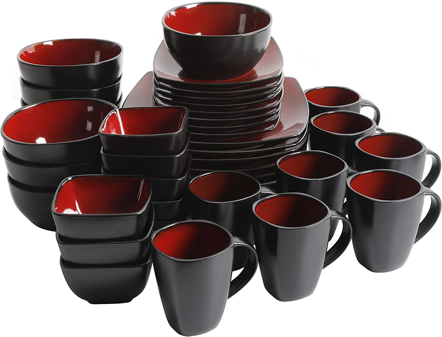 Gibson Elite Soho Lounge Square 40-Piece Reactive Stoneware Dinnerware Set - Image 6
