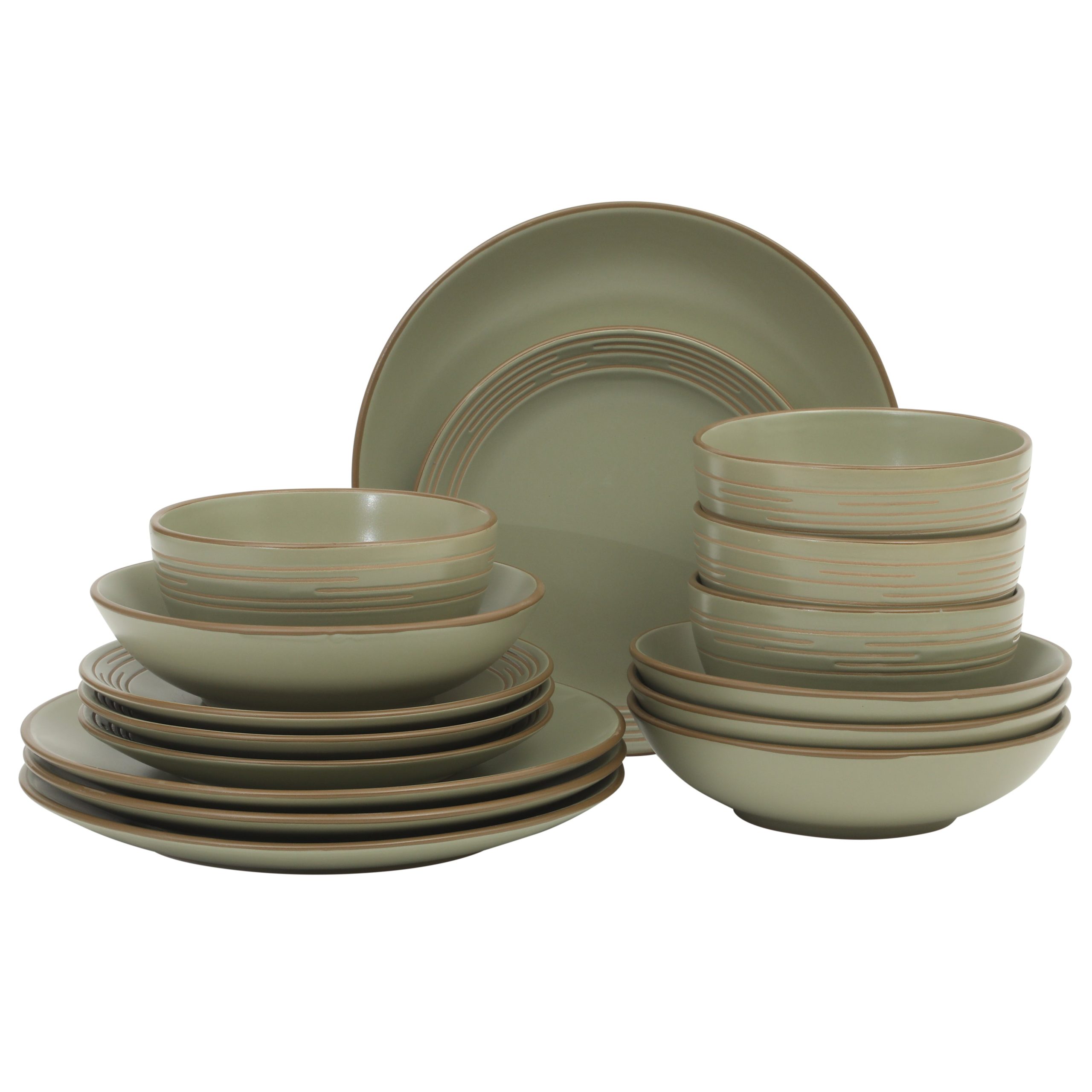 Gibson Home Chiswick House 16-Piece Stoneware Dinnerware Set, Round Plates and Bowls Set for 4, White with Wax Relief Embossed Rim Detail, Dishwasher Safe – Dinner Plate, Salad Plate & Cereal Bowl - Image 14