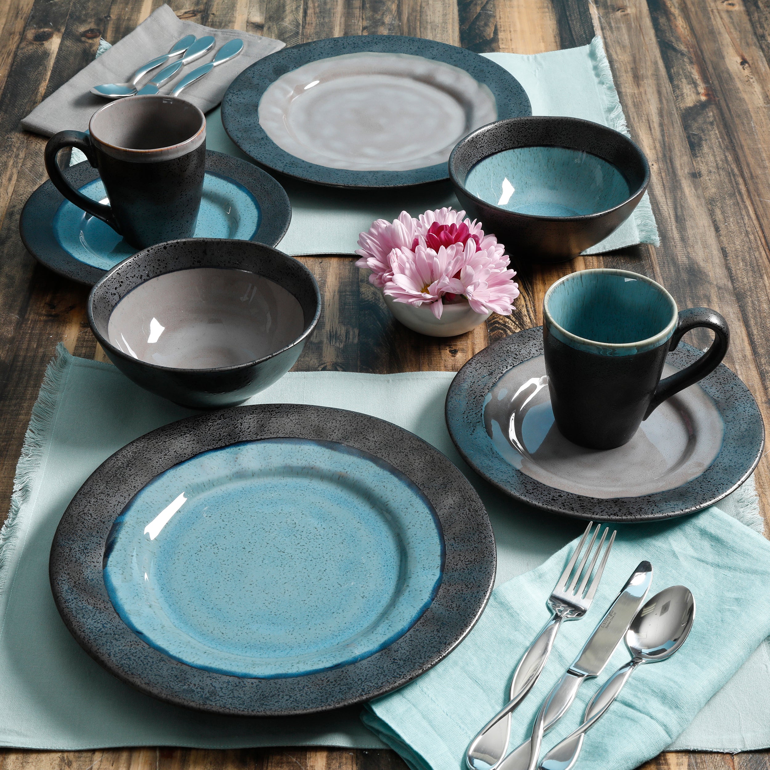 Gibson Elite Dragonstone 16-Piece Reactive Stoneware Dinnerware Set - Image 4