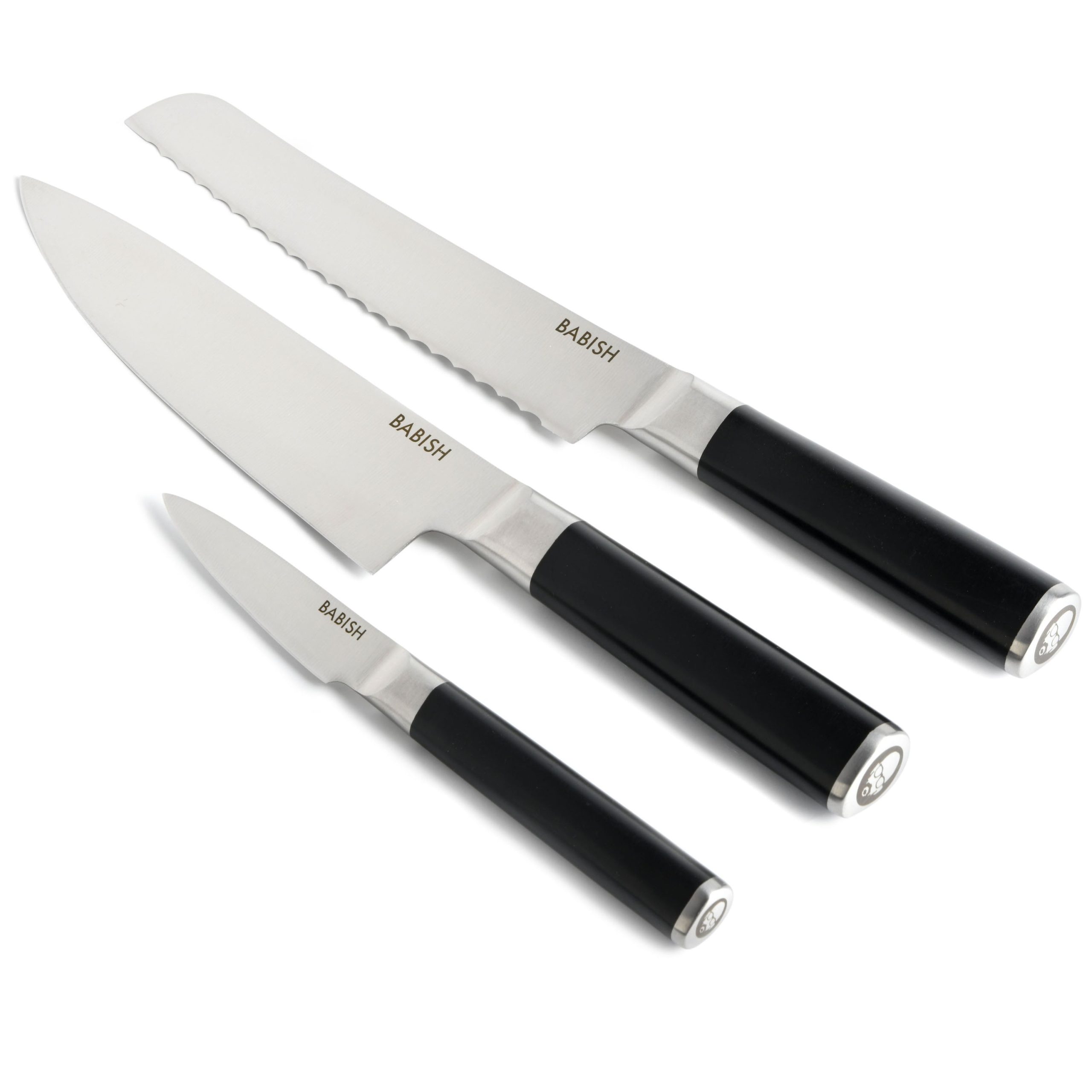 Babish High-Carbon 1.4116 German Steel 3-Piece Cutlery Set (Chef Knife, Bread Knife, & Pairing Knife) w/Knife Roll - Image 2