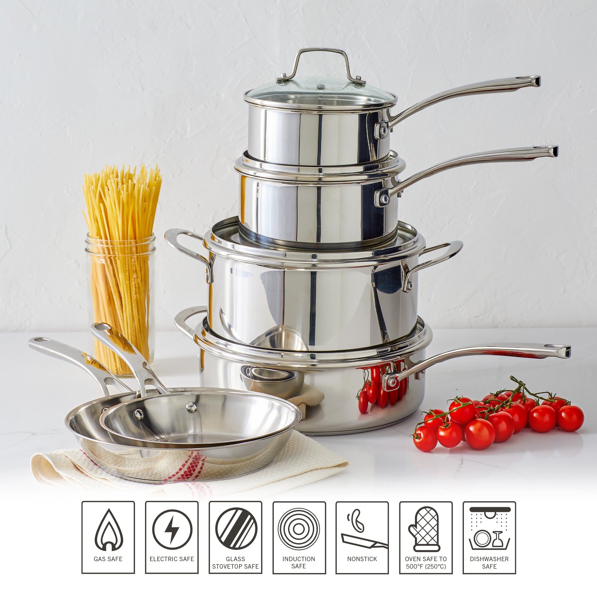 Martha Stewart Castelle 10-Piece Stainless Steel Cookware Set - Image 7