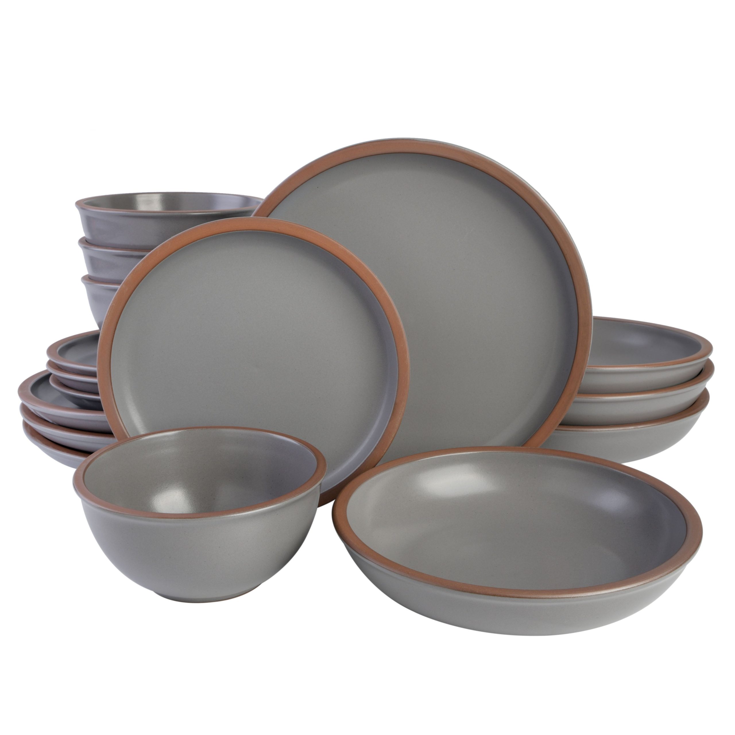 Gibson Elite Lagos 16-Piece Double Bowl Terracotta Dinnerware Set - Image 2