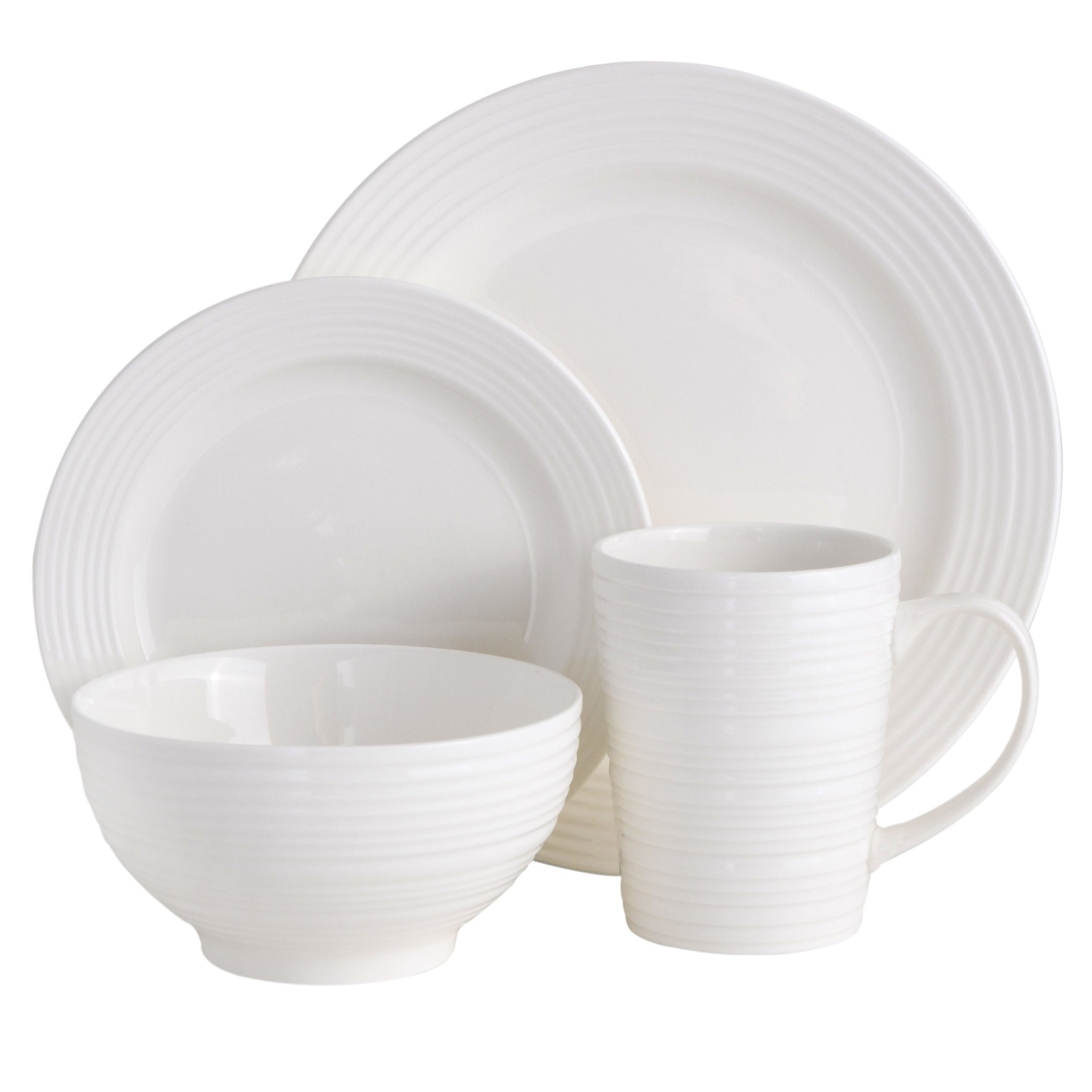 Gibson Home Amelia Court 16-Piece Fine Ceramic Dinnerware Set - White - Image 3