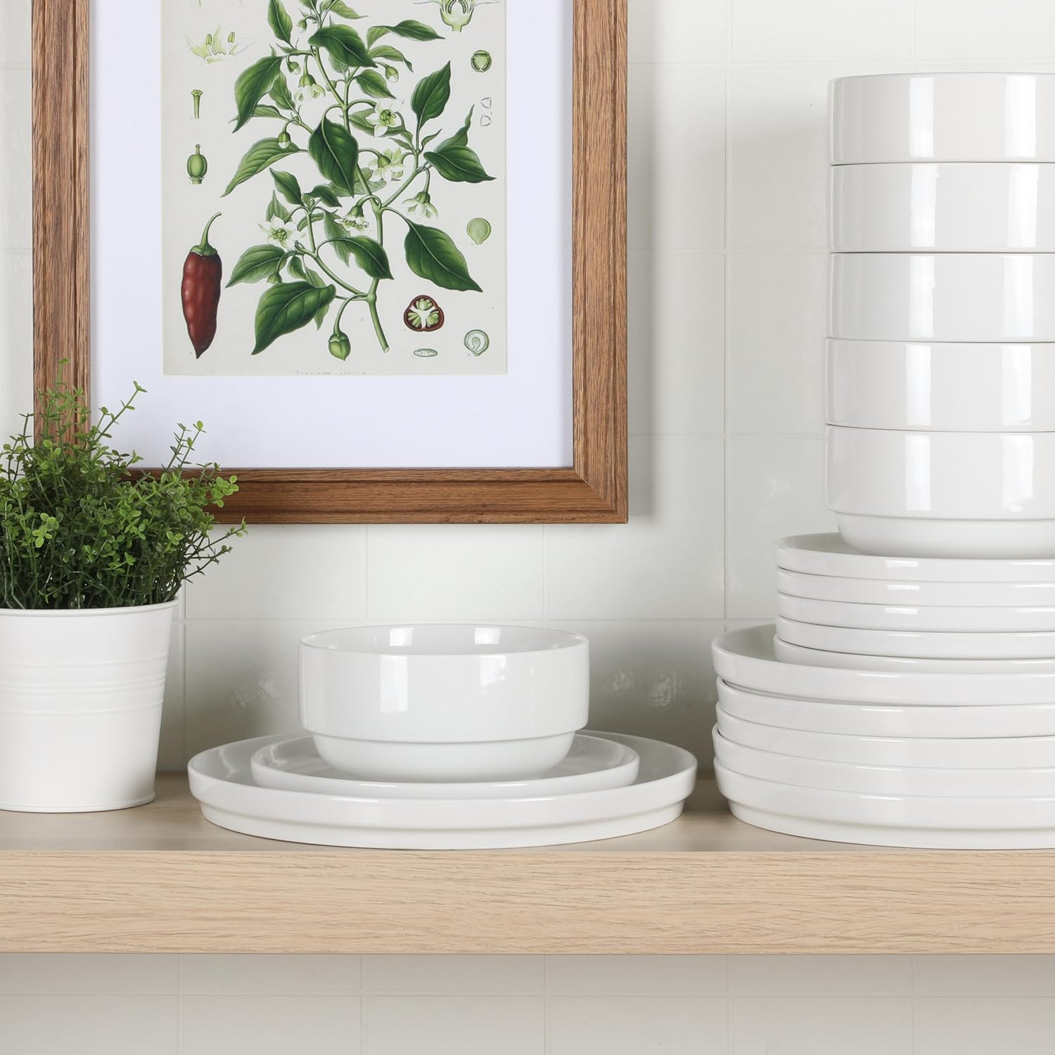 Gibson Home Rothernberg Stackable 18 Piece, Service for 6, Porcelain Plates and Bowls Set - Image 3