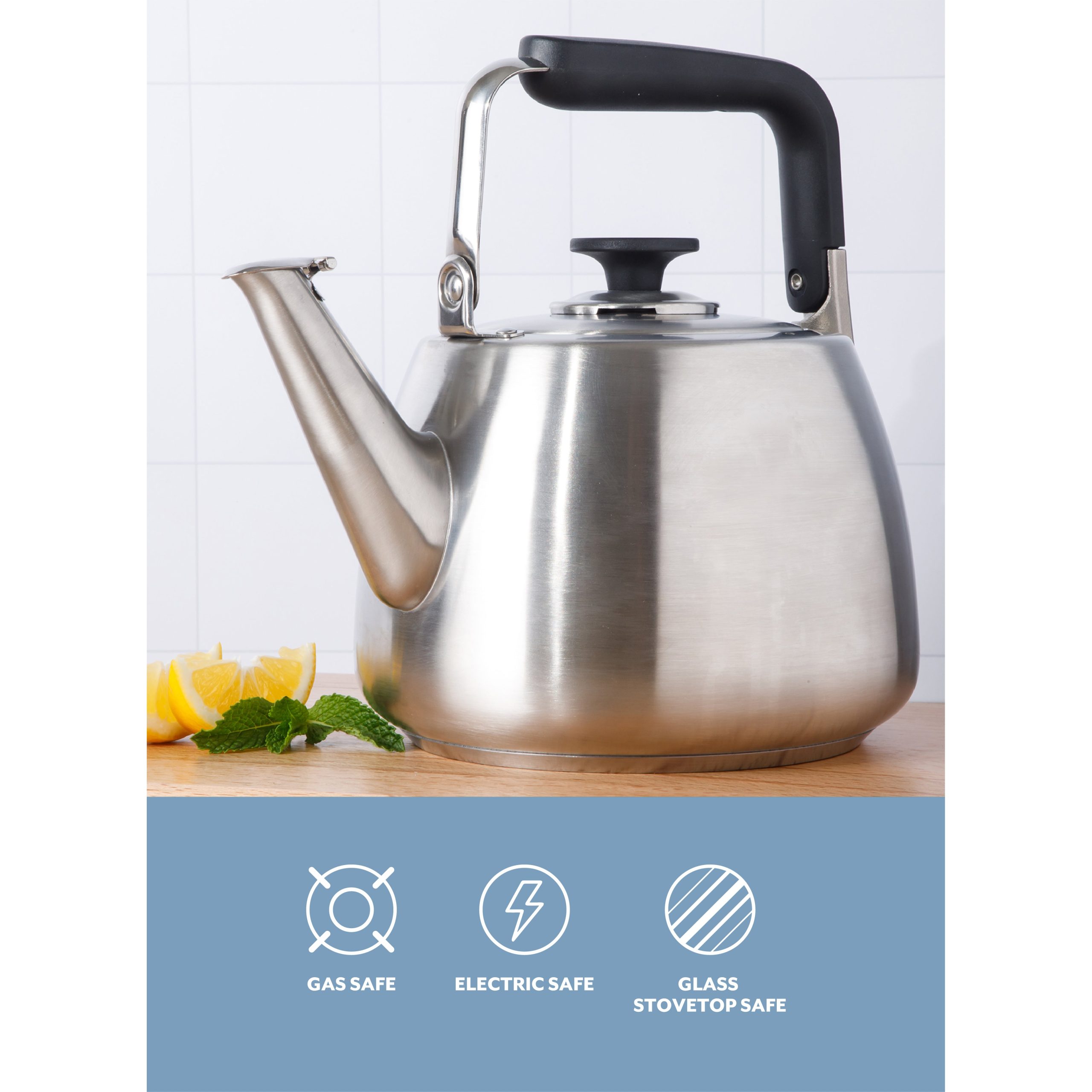 Sur La Table Kitchen Essential Large 2 QT Heavy Gauge Stainless Steel Whistling Tea Kettle - Image 5