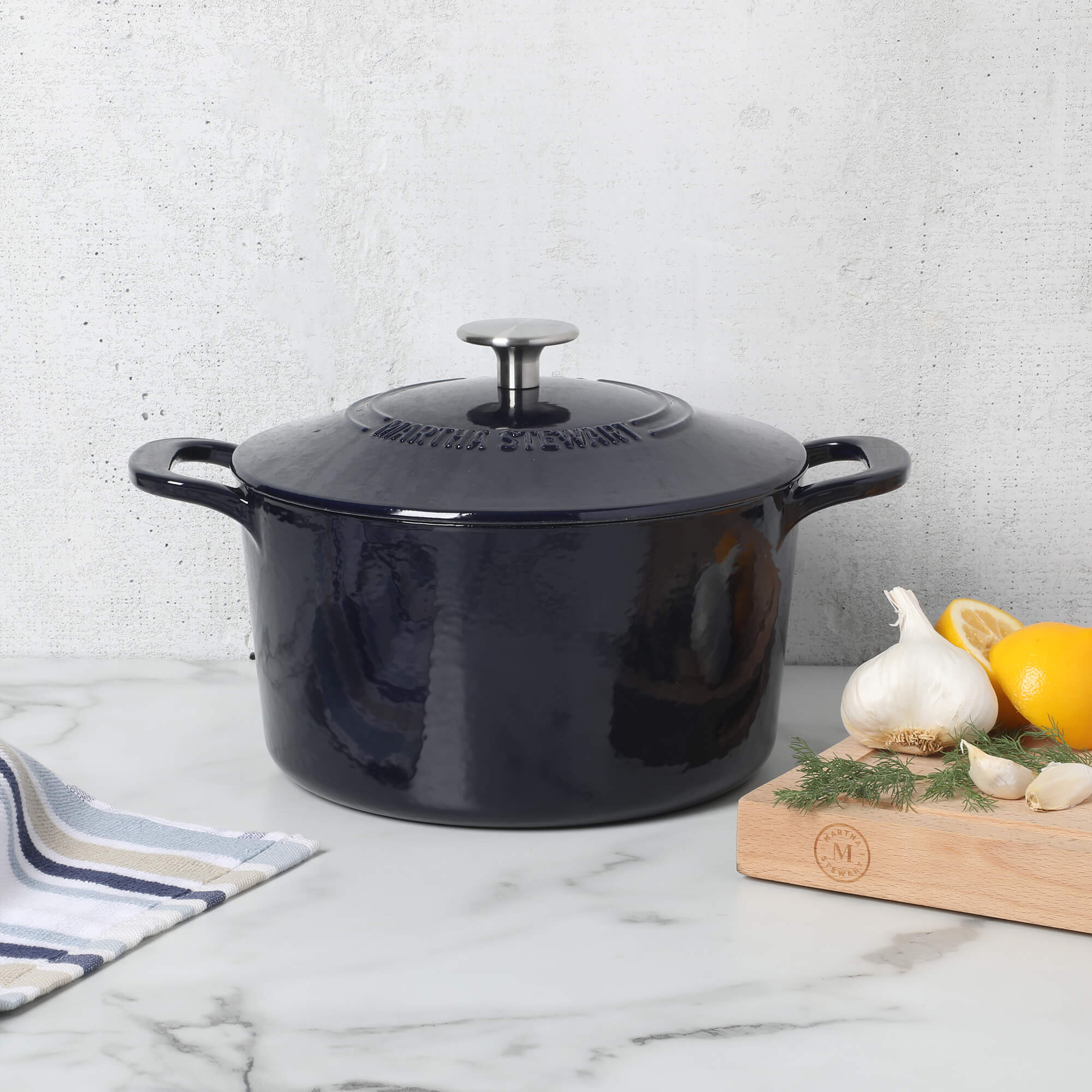 Martha Stewart Gatwick 4 Quart Enamel Cast Iron Dutch Oven - Navy Blue - Image 7