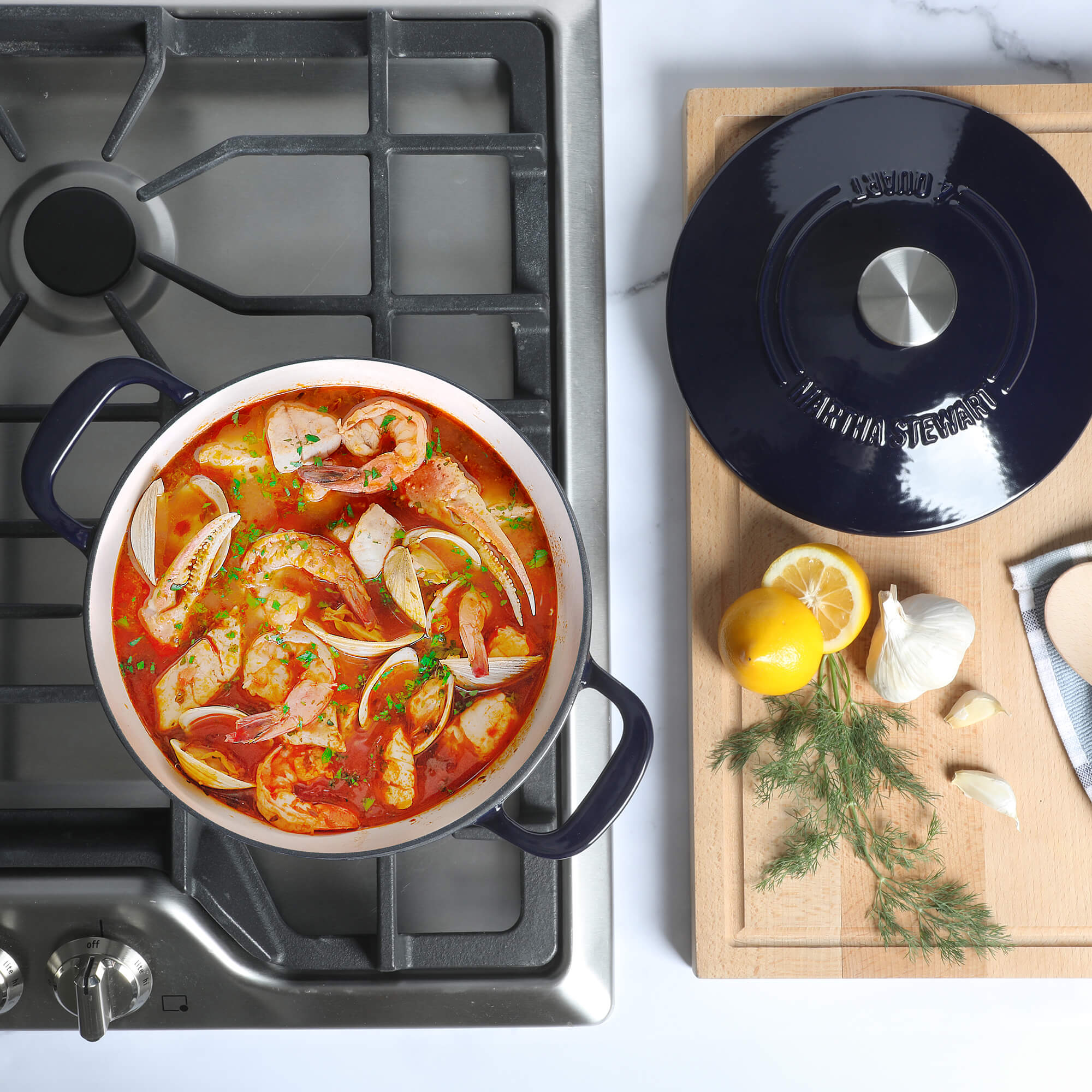 Martha Stewart Gatwick 4 Quart Enamel Cast Iron Dutch Oven - Navy Blue - Image 8